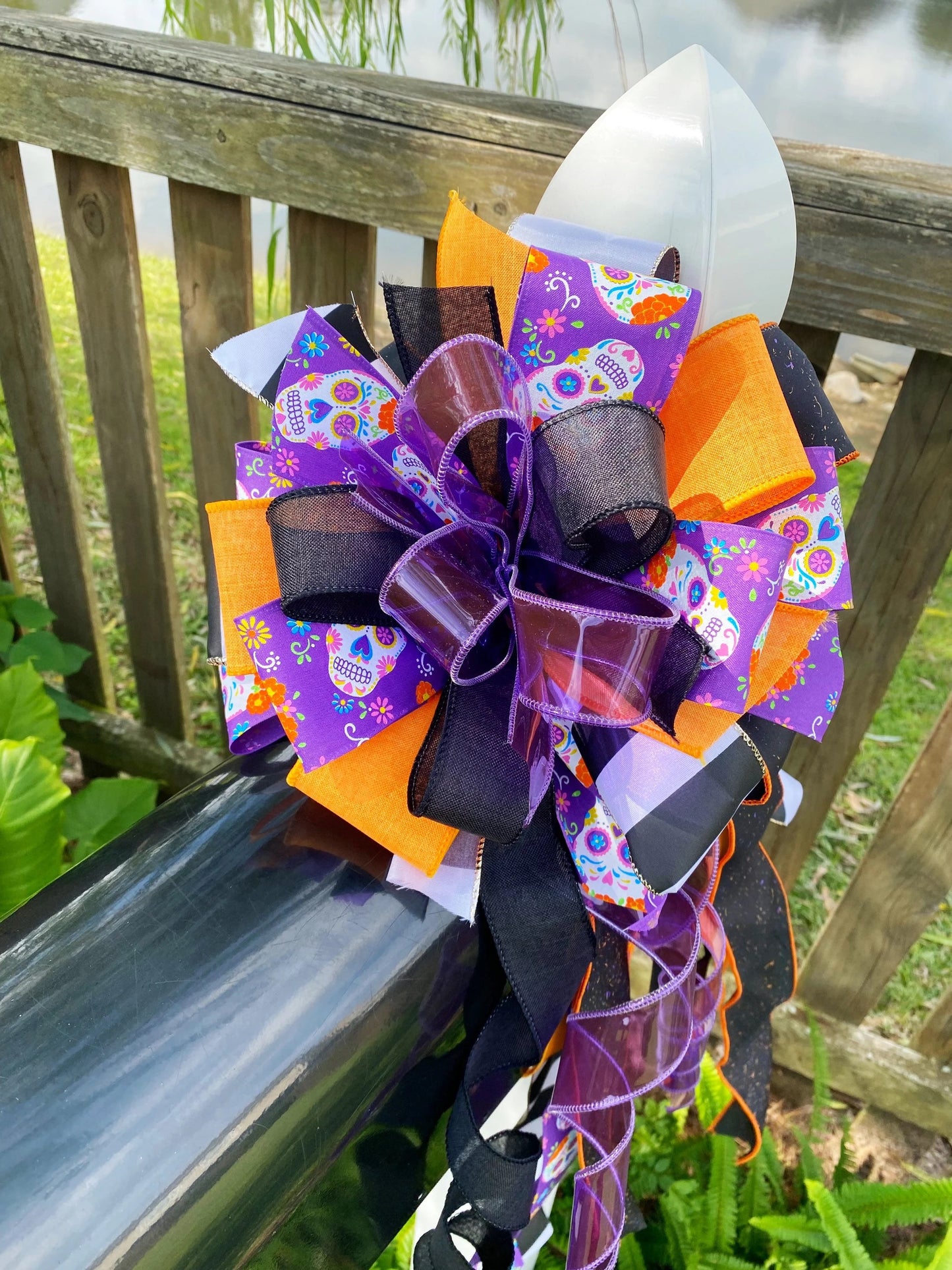 Halloween Collection - Bow,Halloween Bow, Day of the Dead,Day of the Dead Decor,Mailbox Bow,Wreath Bow,Gift Bow,Decor,Skulls,Gift