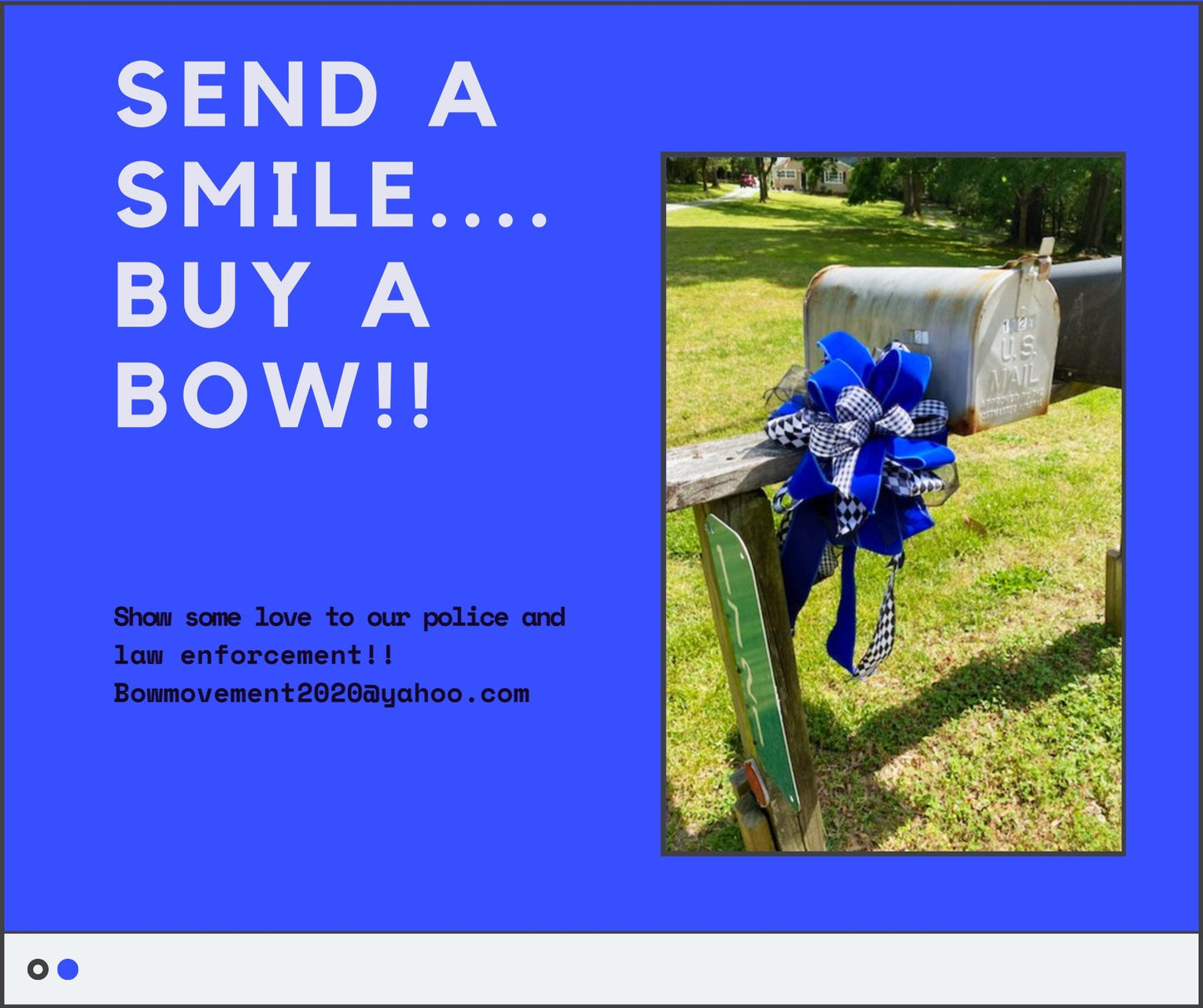 Everyday Collection- Blue/Black/White Bow, Law Enforcement Bow, Police Bow, Mailbox Bow, Wreath Bow, Blue and Black Bow