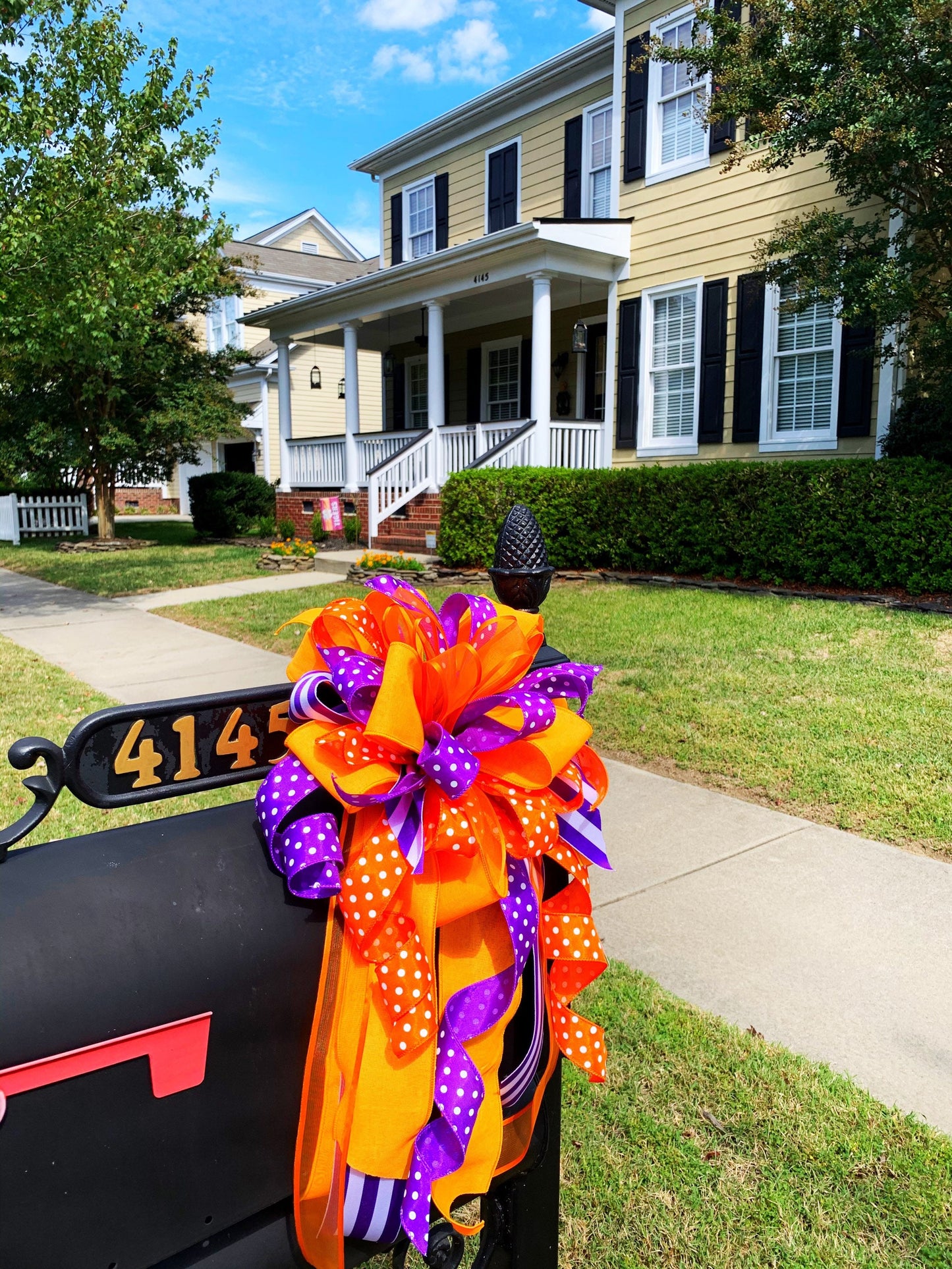 Sports Collection - Purple and Orange Bow, Clemson Mailbox Bow,Mailbox Bow,Clemson Wreath Bow,Football Bow,Clemson Wreath Bow,Large Bow