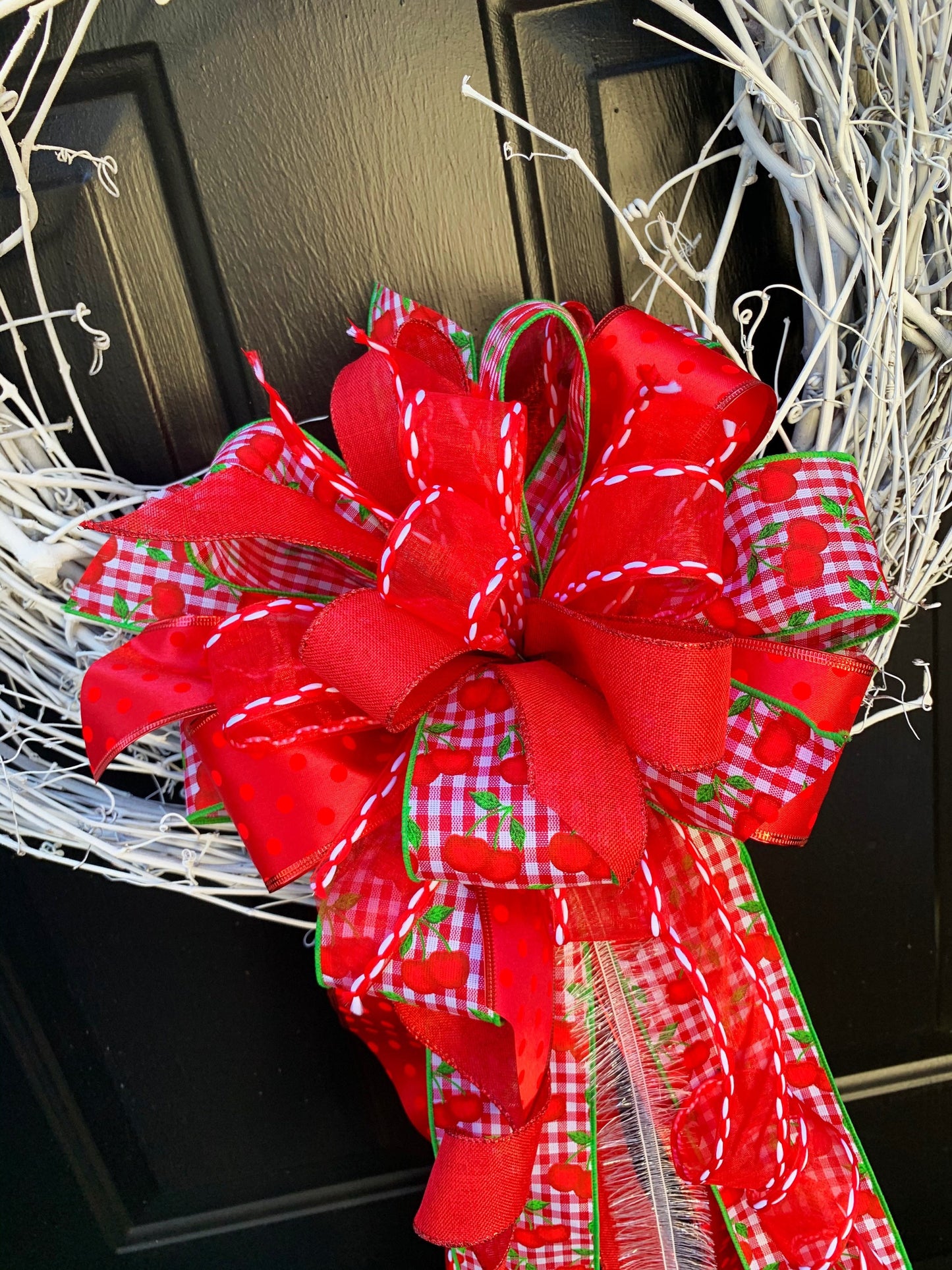 Valentines Collection “Cherry Pie” Bow, Valentines Bow, Mailbox Bow, Wreath Bow, Valentines Wreath Bow, Valentines Wreath Bow, Hearts Bow