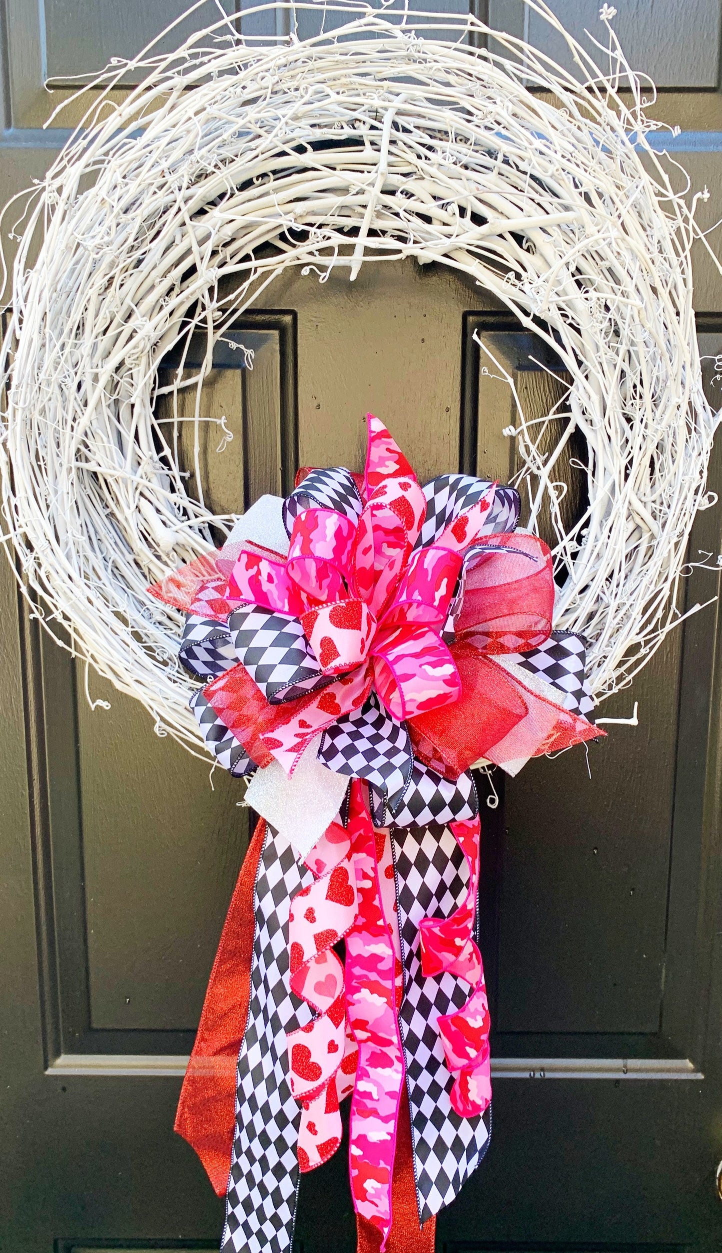 Valentines Collection- Wild 4 You Bow, Valentines Bow, Wreath Bow, Mailbox Bow, Gift Basket Bow, Holiday Bow, Hearts Bow, Valentines Hearts