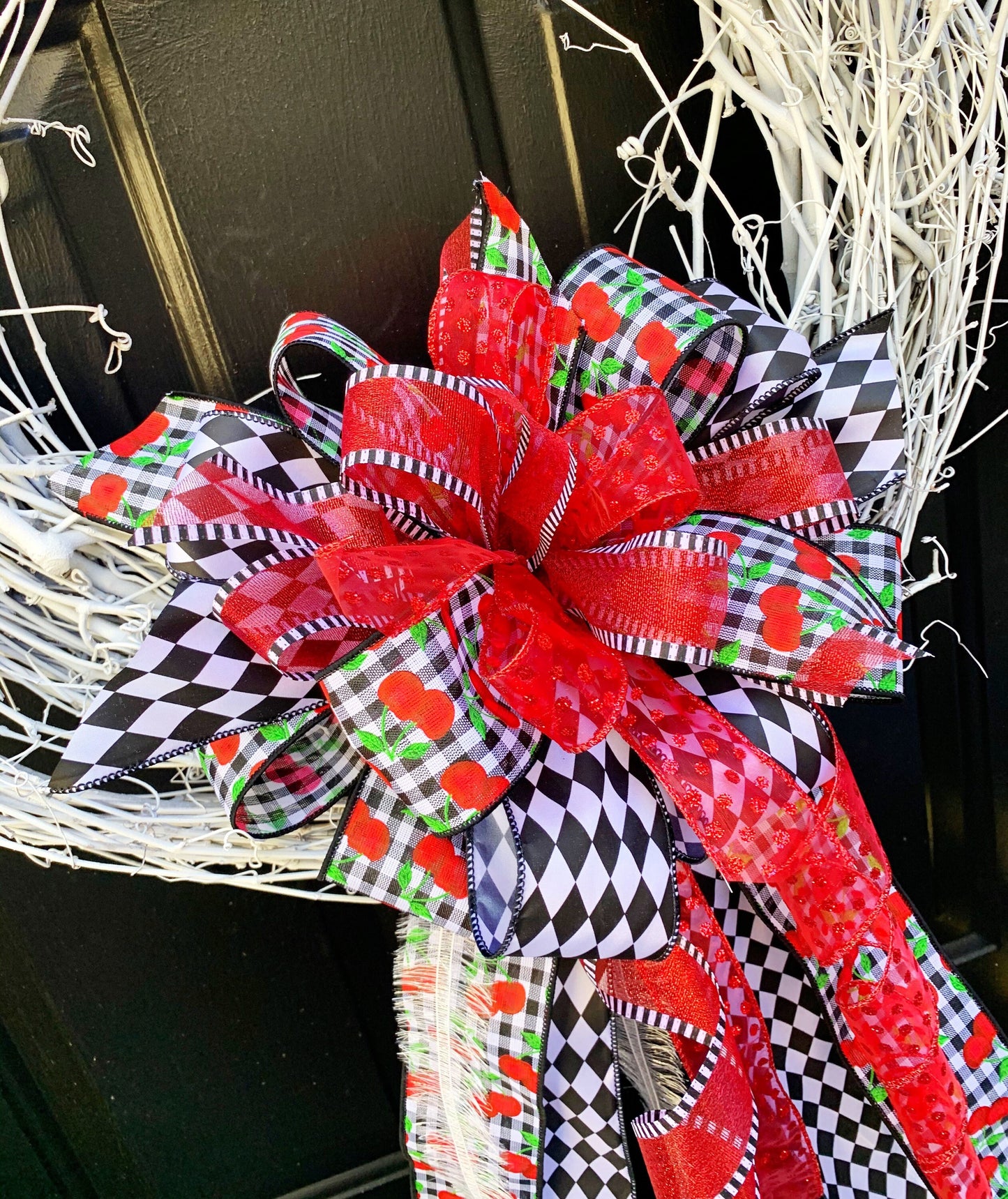 Valentines Collection- Black Cherry Pie Bow, Valentines Bow, Hearts Bow, Mailbox Bow, Wreath Bow, Valentines Wreath Bow, Valentines Mailbox