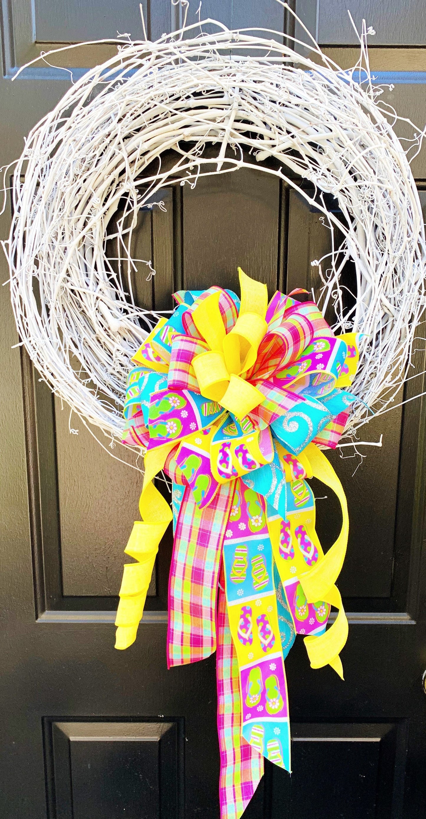 Summer Collection - Beach Bow,Flip Flops,Bow,Bows,Mailbox Bow,Wreath Bow,Large Bow,Summer Bow,Bright Bow,Gift,Gift Bow,Wired Ribbon, Ribbon
