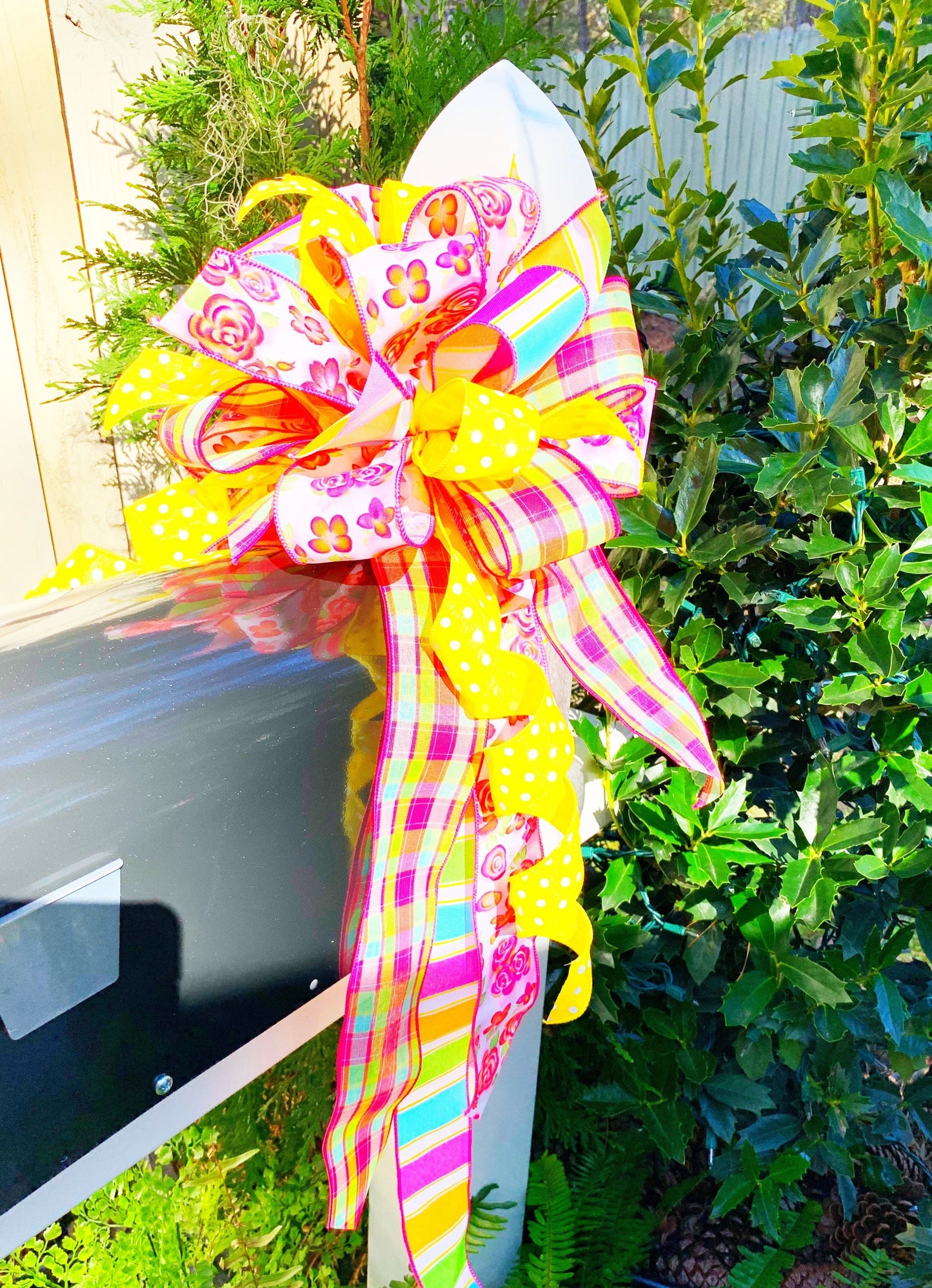Summer Collection - Bright Bow, Floral Bow, Bow, Bows, Mailbox Bow, Wreath Bow, Spring Bow, Summer Bow, Colorful Bow, Large Bow