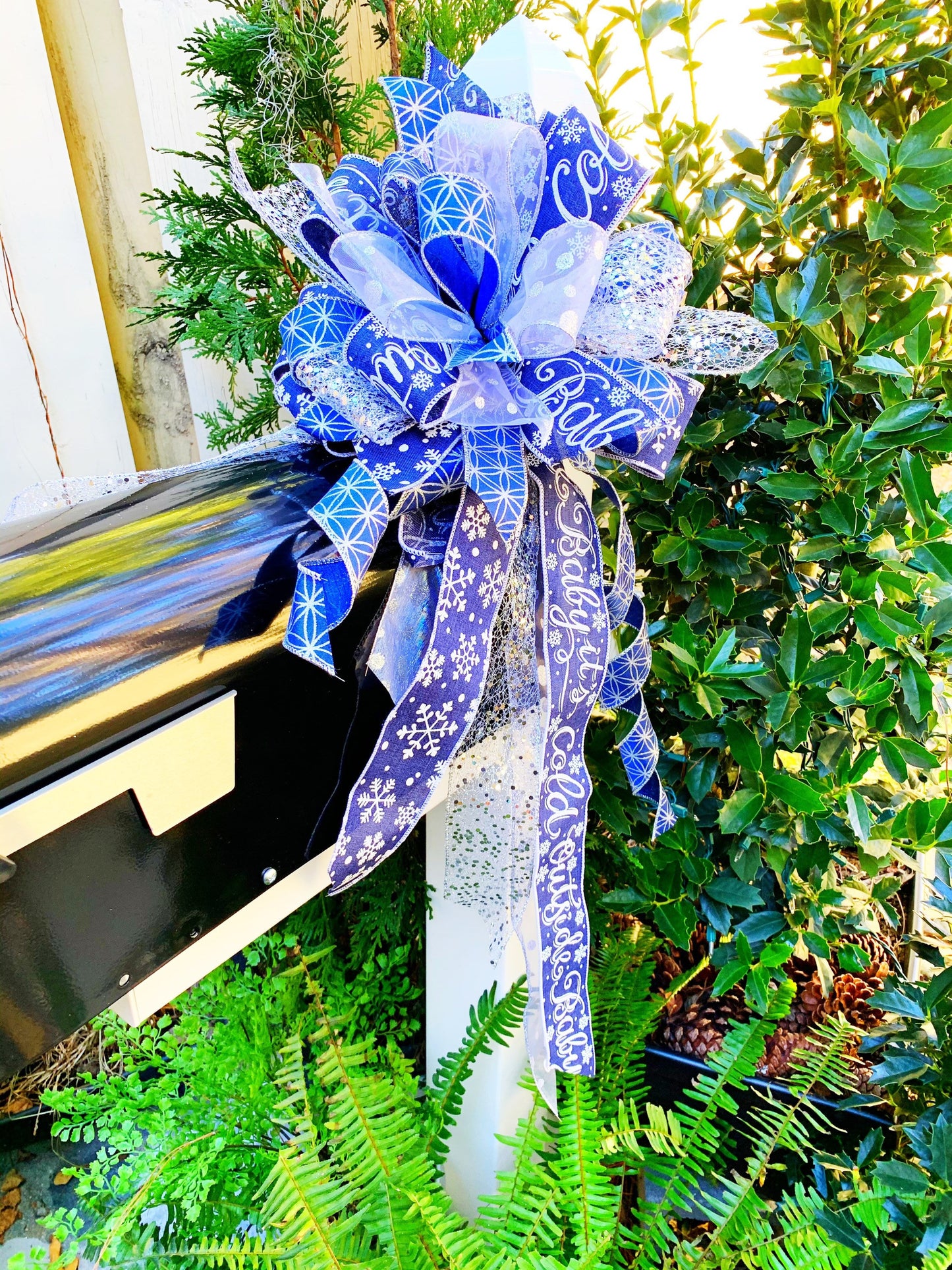 Winter Collection - Baby it’s cold out, Bow,Winter Bow,Blue/White Bow,Blue Bow,WhiteBow,Holiday Bow,Winter,Baby it’s cold out bow, Large Bow