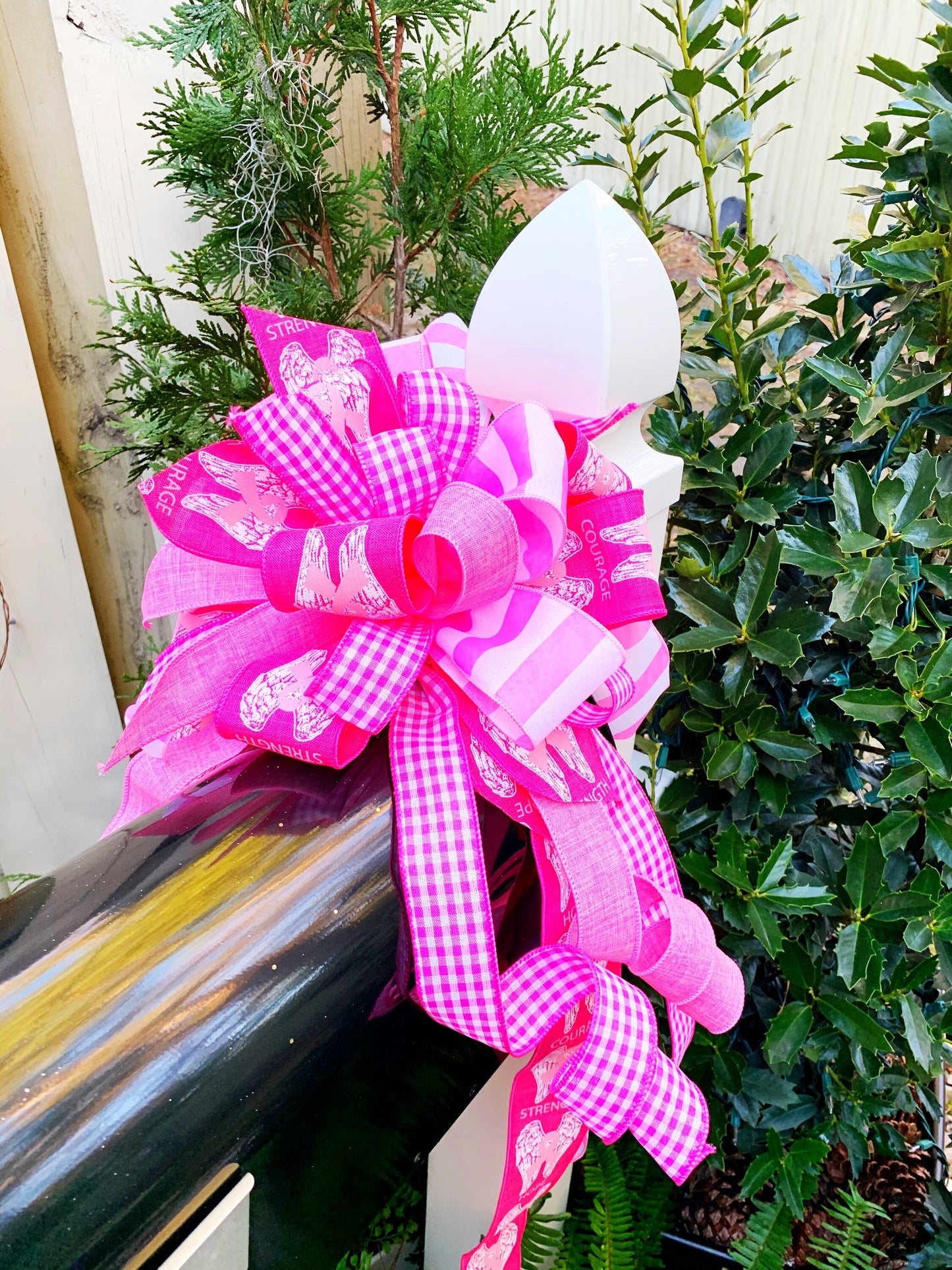 Everyday Collection - Hope Bow,Courage Bow,Strength Bow,Breast Cancer Bow,Pink Bow,Mailbox Bow,Wreath Bow,Large Bow,Gift Bow,Bow,Bow