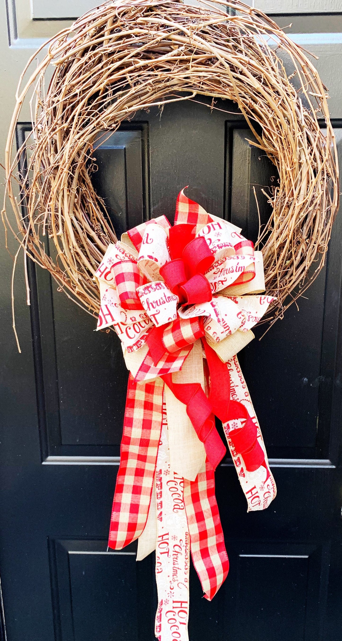 Winter Collection - Hot Cocoa Bow,Winter Bow,Christmas Bow,Bow,Bows,Holiday Bow,Christmas,Hot Cocoa,Large Bow,Mailbox Bow,Wreath Bow