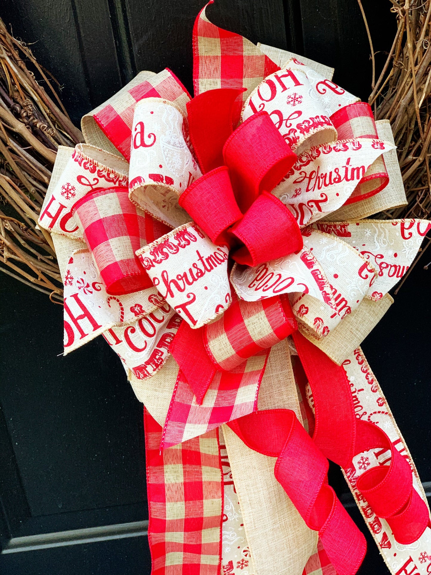 Winter Collection - Hot Cocoa Bow,Winter Bow,Christmas Bow,Bow,Bows,Holiday Bow,Christmas,Hot Cocoa,Large Bow,Mailbox Bow,Wreath Bow