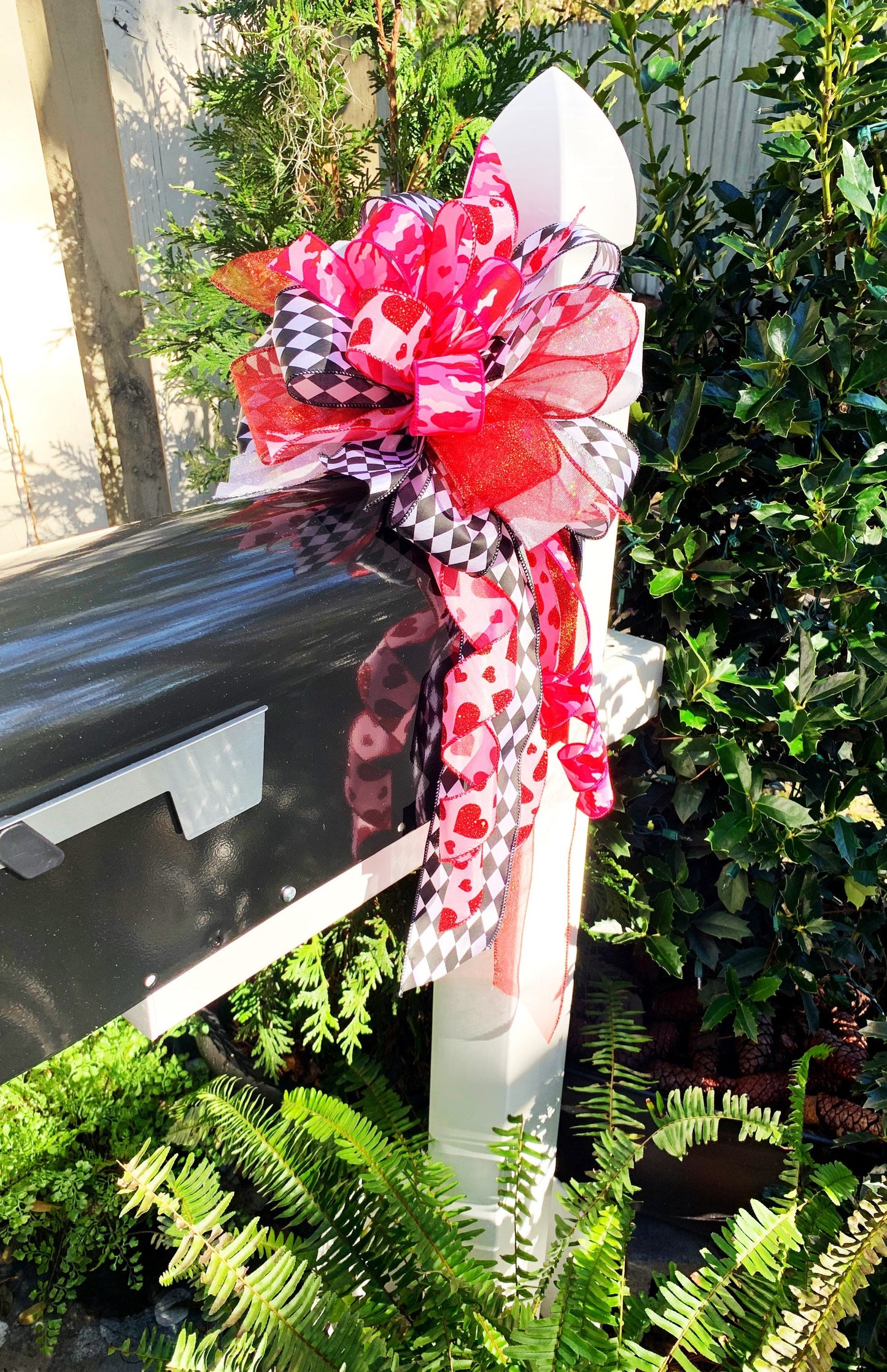 Valentines Collection- Wild 4 You Bow, Valentines Bow, Wreath Bow, Mailbox Bow, Gift Basket Bow, Holiday Bow, Hearts Bow, Valentines Hearts