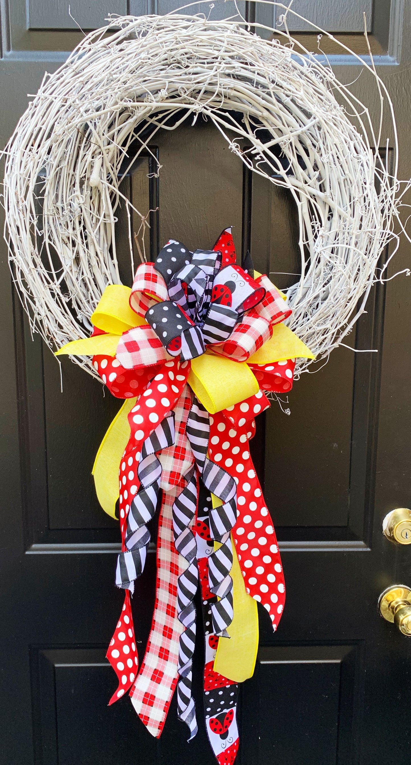 Everyday Collection - Lady Bug Bow, Lady Bug, Bow, Bows, Wreath Bow, Mailbox Bow, Summer Bow, Large Bow