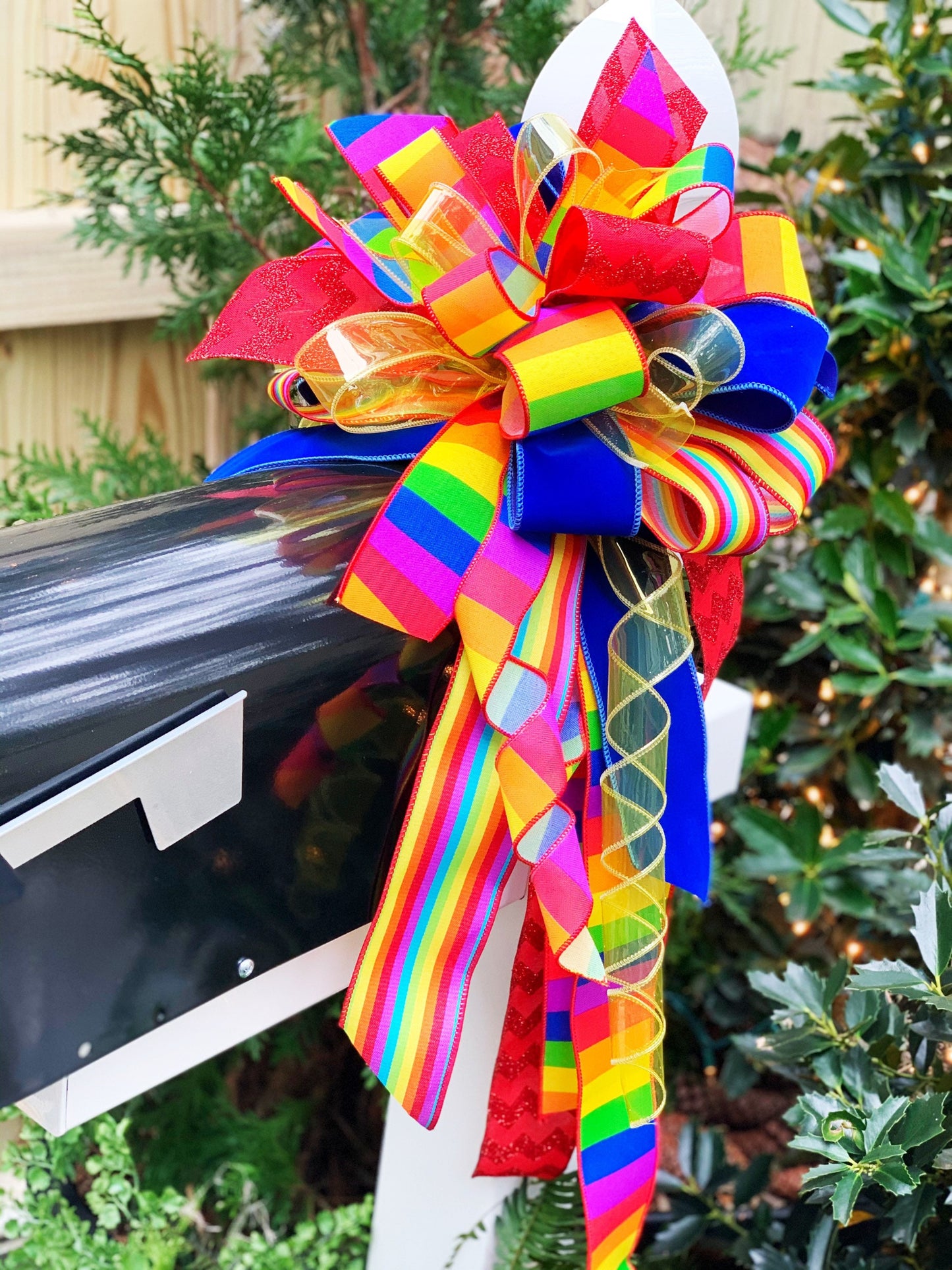Everyday Collection - Pride,Pride Bow,Pride Ribbon,Rainbow,Rainbow Bow,Mailbox Bow, Wreath Bow,Gay,Gay Bow,Bows,Large Bow, LGBTQ,LGBTQ Bow