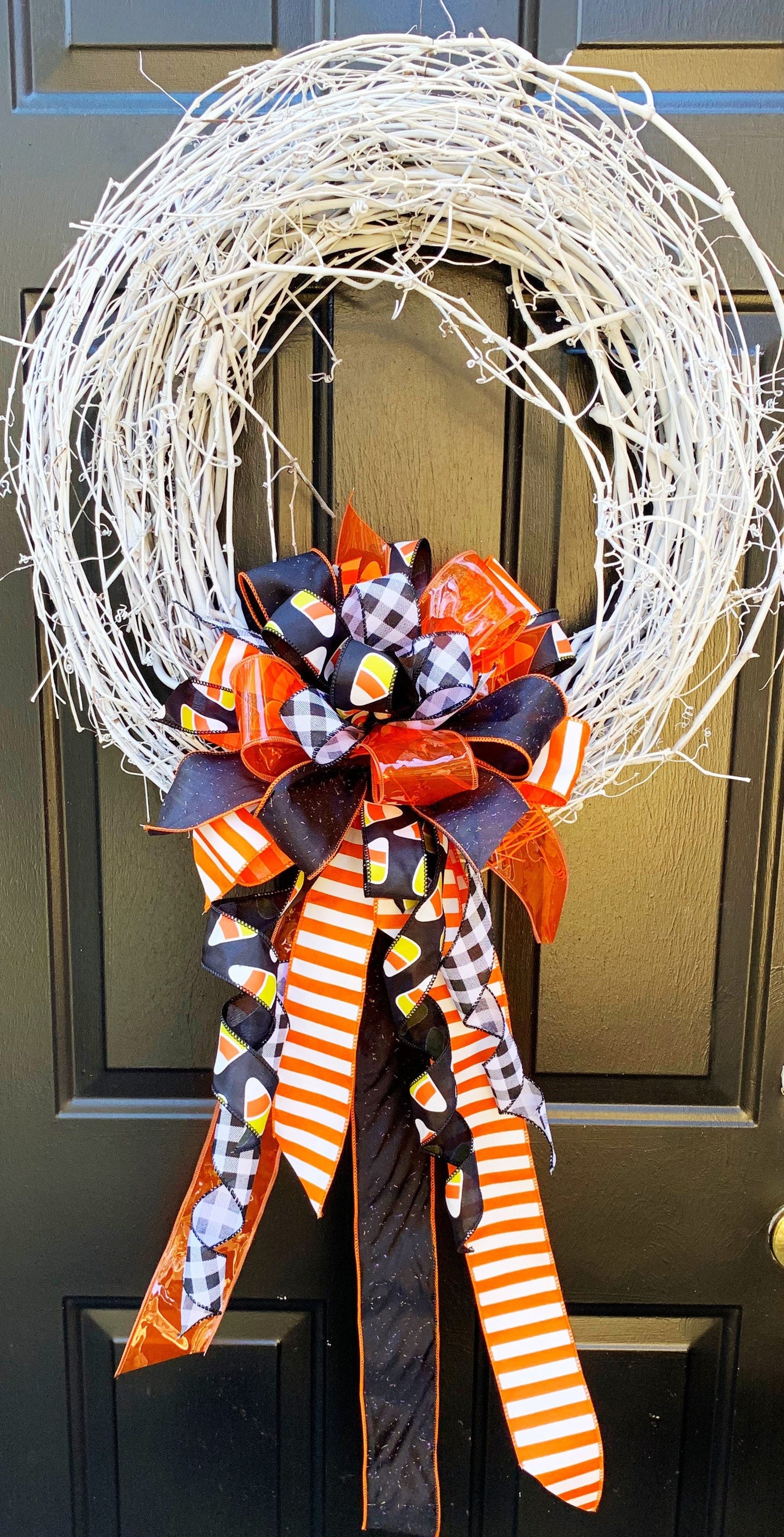 Halloween Collection - Halloween Bow,Halloween,Candy Corn Bow,Candy Bow, Candy Ribbon,Halloween Ribbon,Decor,Wreath Bow,Mailbox Bow