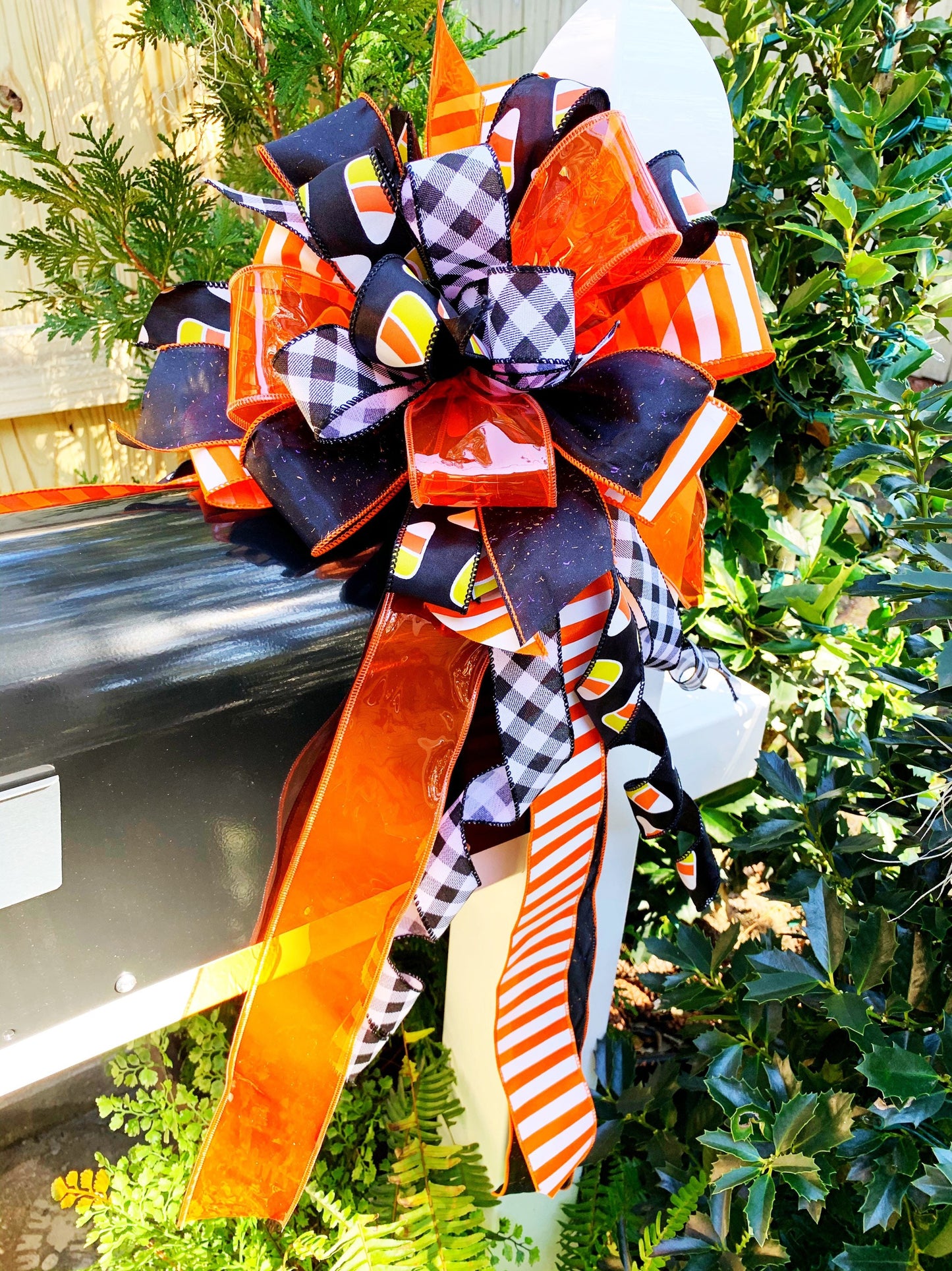 Halloween Collection - Halloween Bow,Halloween,Candy Corn Bow,Candy Bow, Candy Ribbon,Halloween Ribbon,Decor,Wreath Bow,Mailbox Bow