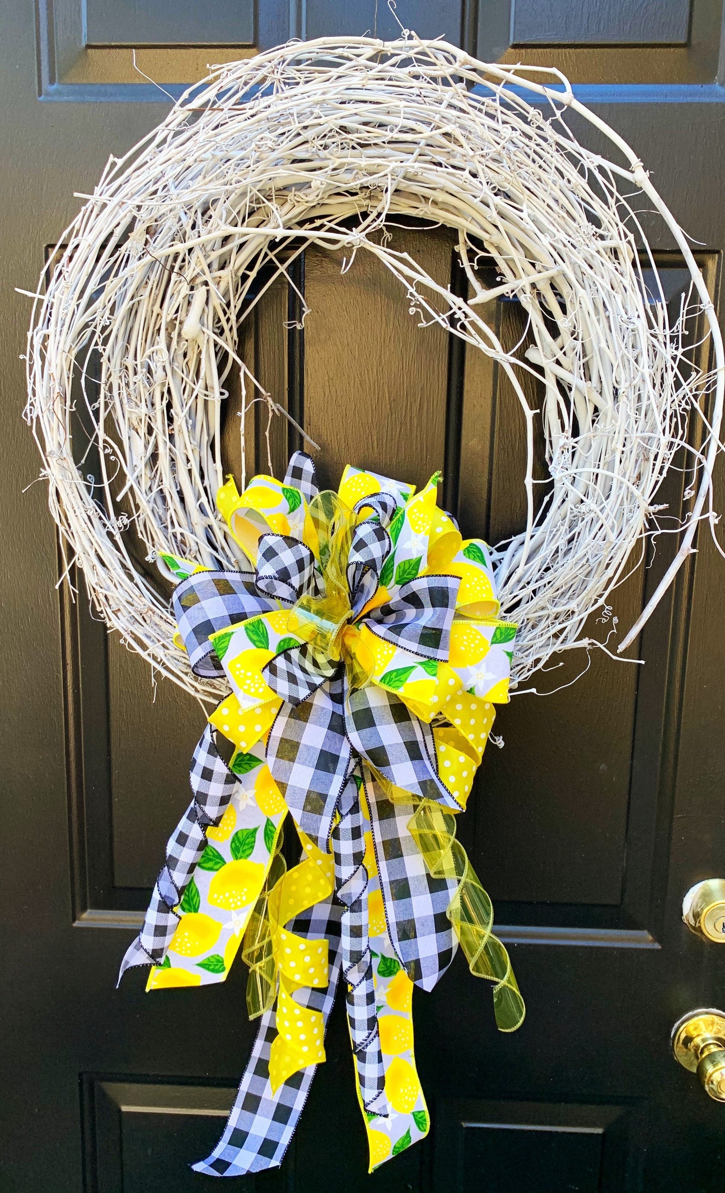 Everyday Collection - Lemon Bow, Lemons, Lemon Ribbon, Summer, Summer Bow, Wreath Bow, Mailbox Bow, Yellow/Black Bow, Bow, Bows