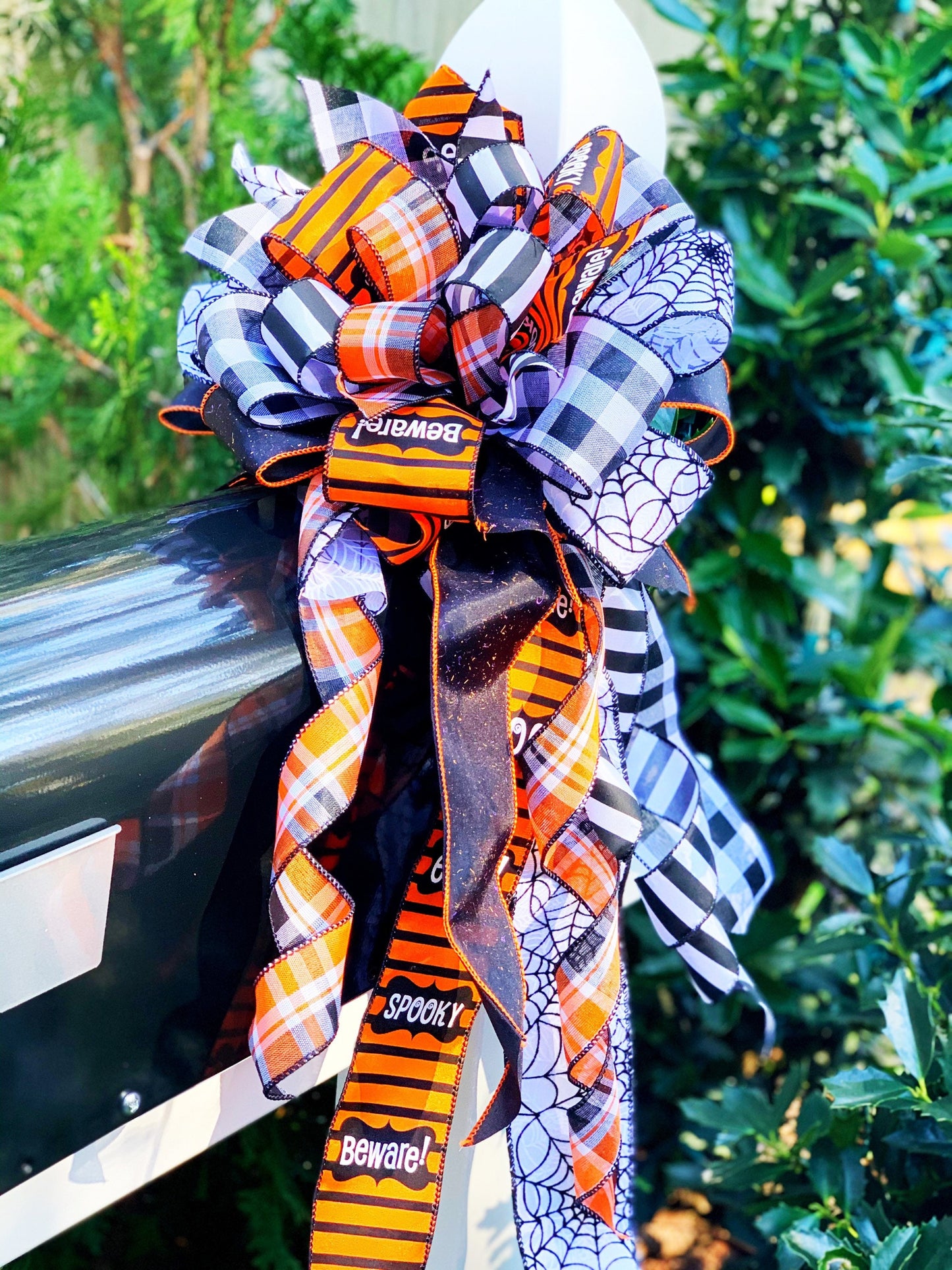 Halloween Collection - Halloween Bow, Halloween, Halloween Ribbon, Spooky, Spooky Ribbon, Mailbox Bow, Wreath Bow, Large Bow, Bow, Bows