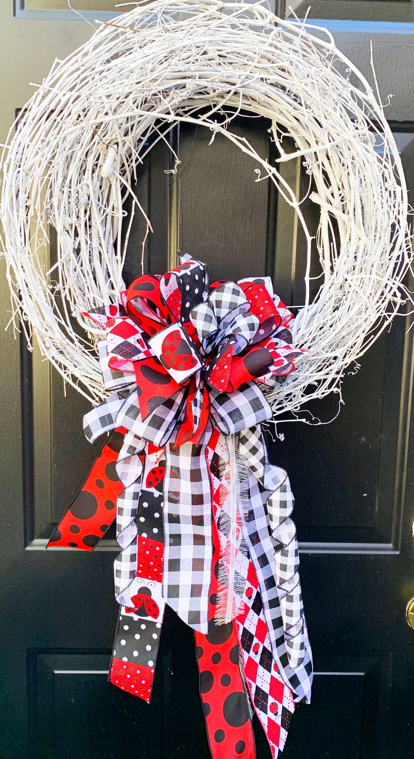 Everyday Collection - Lady Bug Bow, Lady Bugs, Lady Bugs Ribbon, Mailbox Bow, Wreath Bow, Large Bow, Bow, Bows, Gift