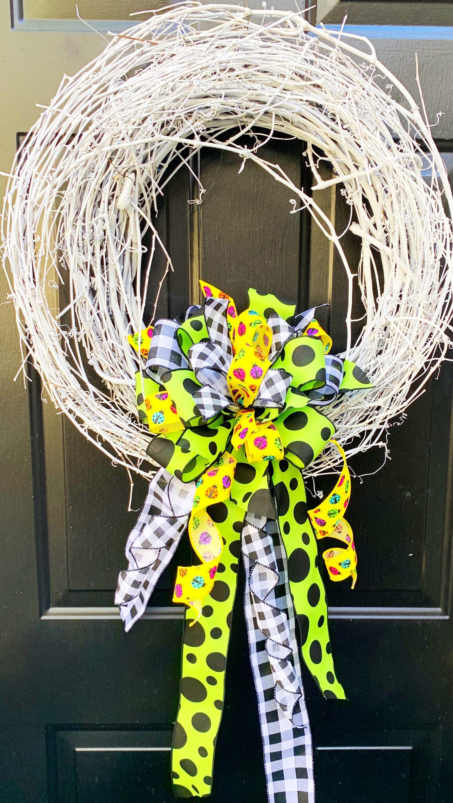 Everyday Collection - Lady Bugs, Lady Bug Bow, Lady Bugs Bow, Summer, Decor, Ribbon, Mailbox Bow, Wreath Bow, Large Bow, Bow, Bows