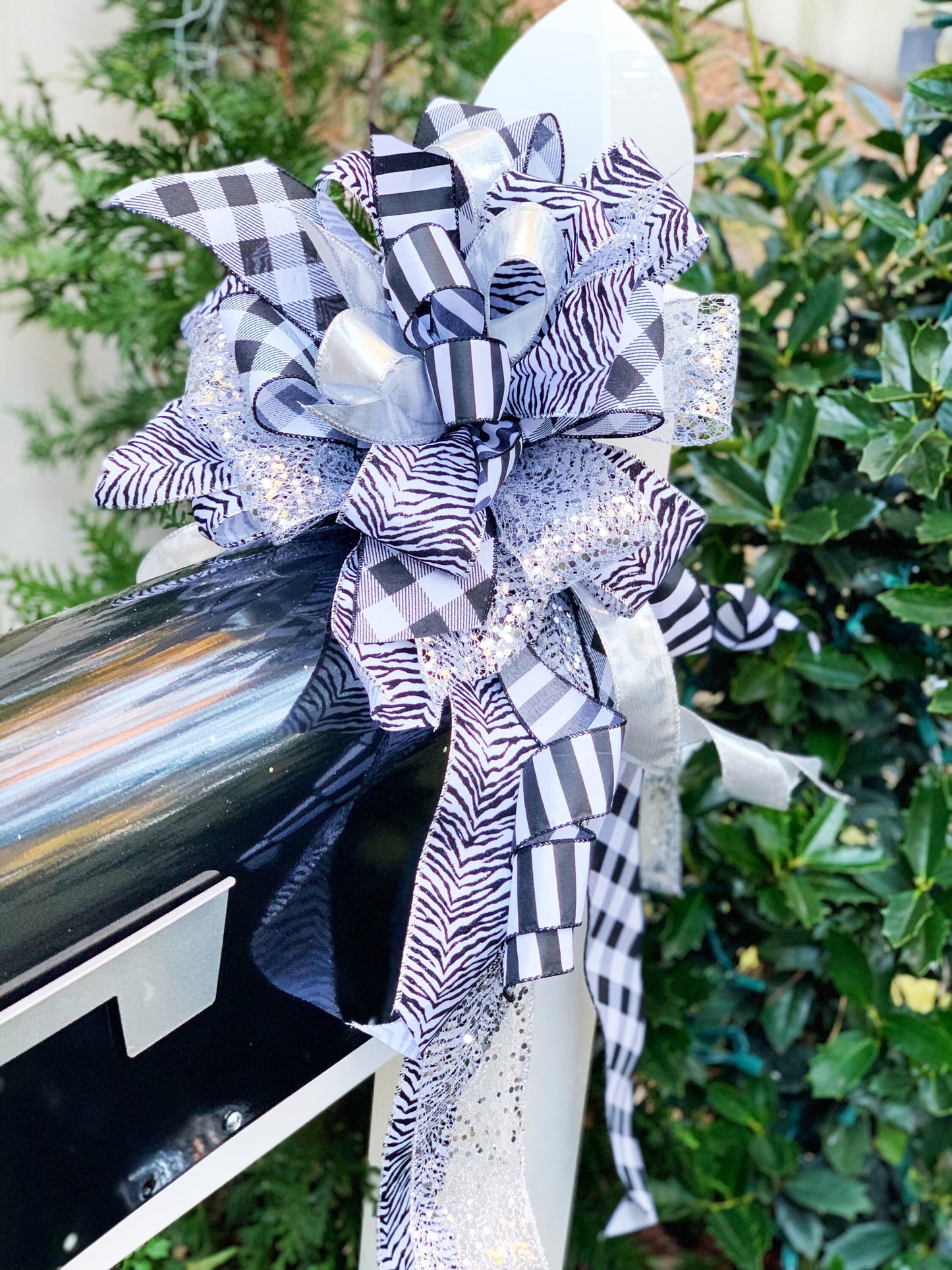 Everyday Collection - Zebra Bow, Black/White Bow, Mailbox Bow, Wreath Bow, Holiday, Holiday Bow, Christmas Bow, Large Bow, Bow, Bows