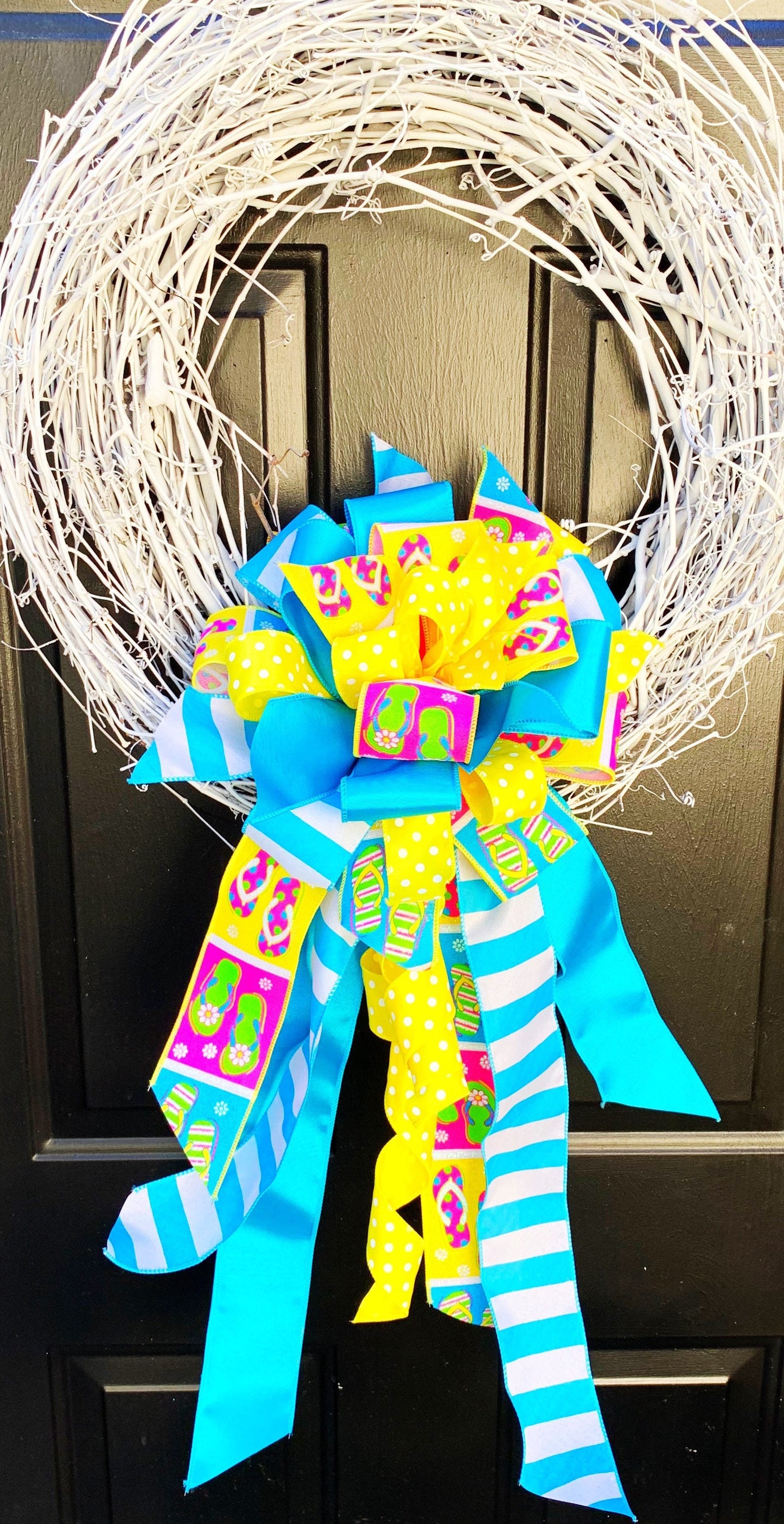 Summer Collection - Beach Bow, Bright Bow, Flip Flops Bow, Bow, Bows, Beach, Summer, Summer Bow, Large Bow, Mailbox Bow, Wreath Bow