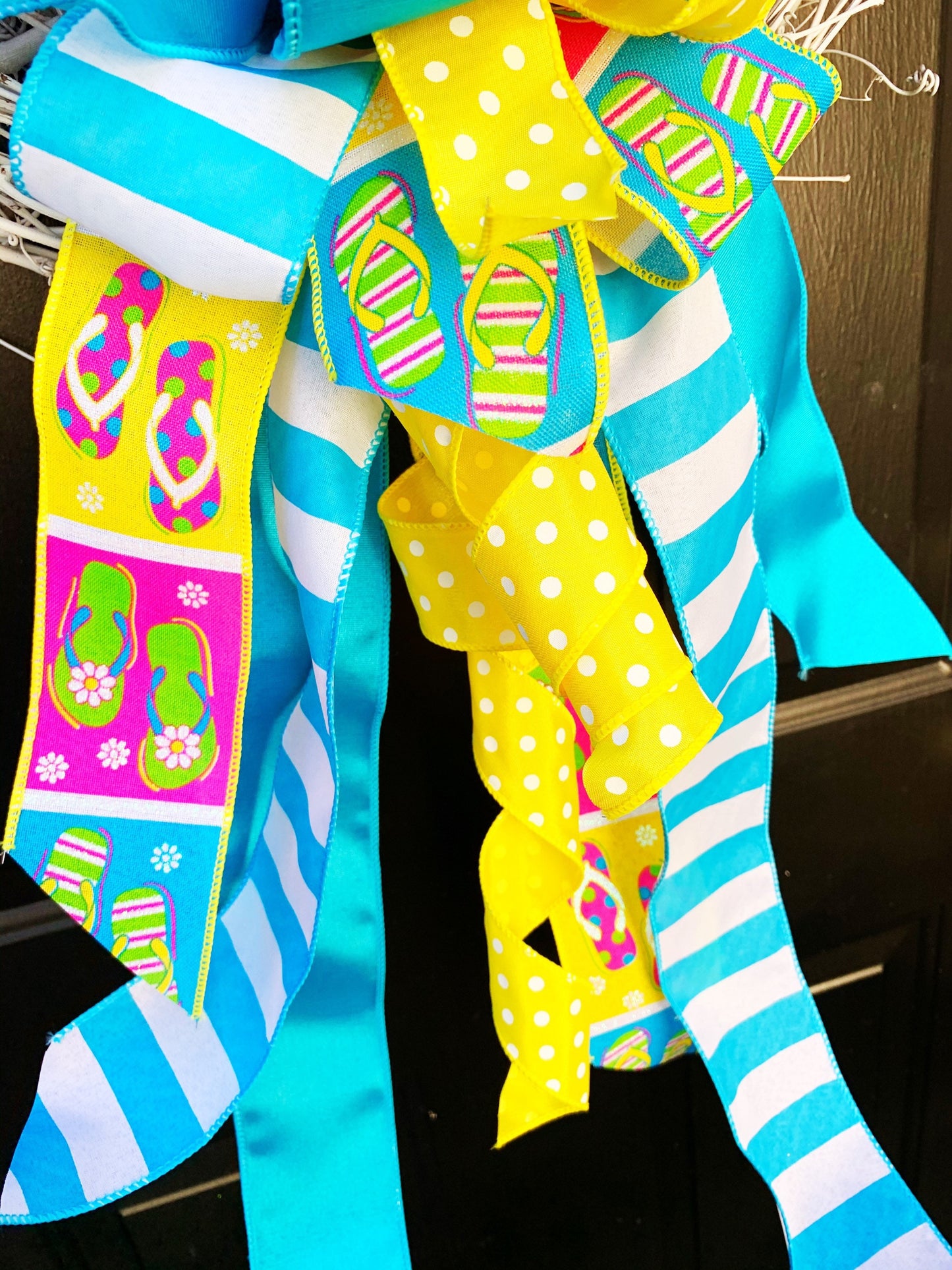 Summer Collection - Beach Bow, Bright Bow, Flip Flops Bow, Bow, Bows, Beach, Summer, Summer Bow, Large Bow, Mailbox Bow, Wreath Bow