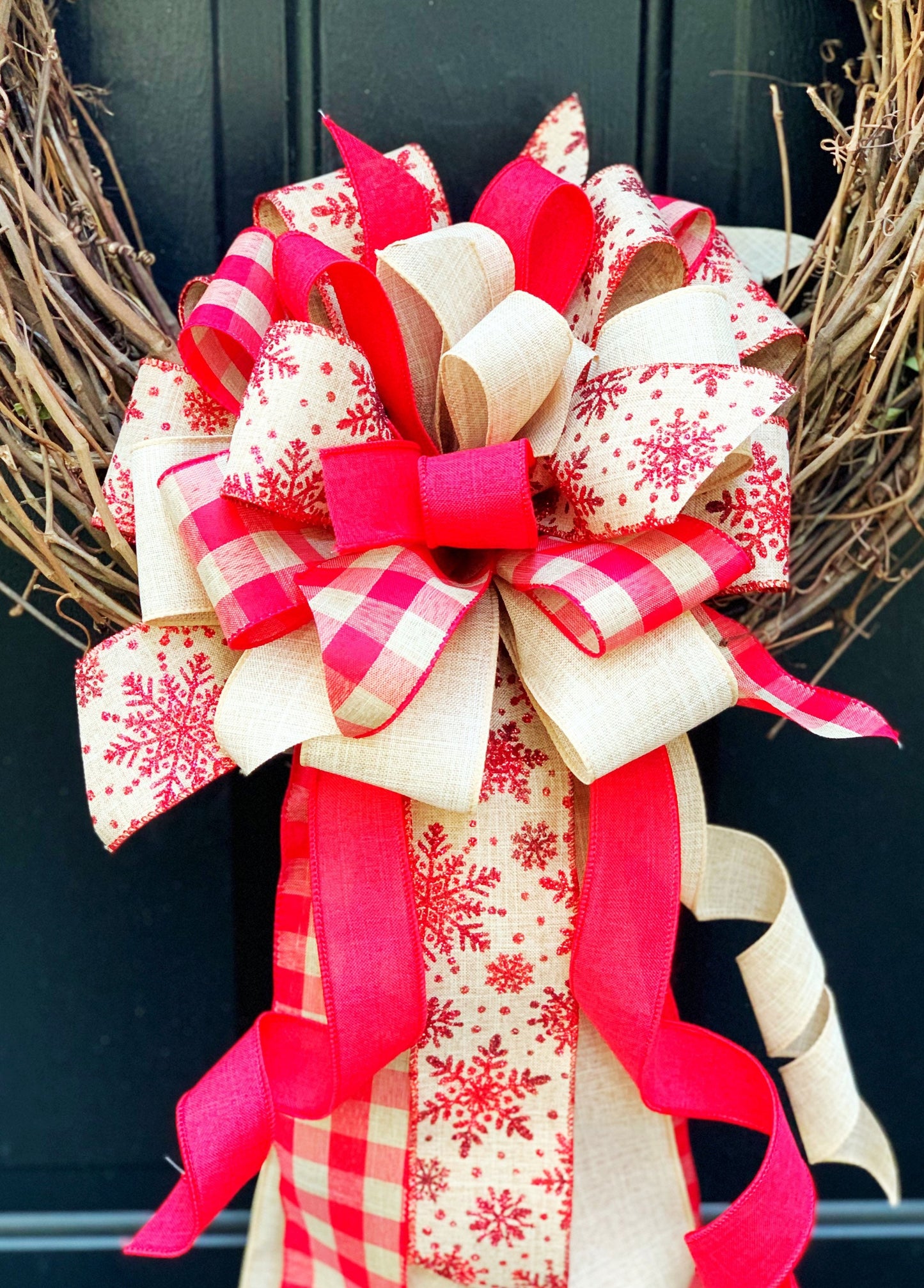 Winter Collection - Winter,Winter Bow,Christmas Bow,Holiday Bow,Holiday, Christmas,Burlap,Burlap Bow,Burlap Ribbon,Bow,Bows,Large Bow
