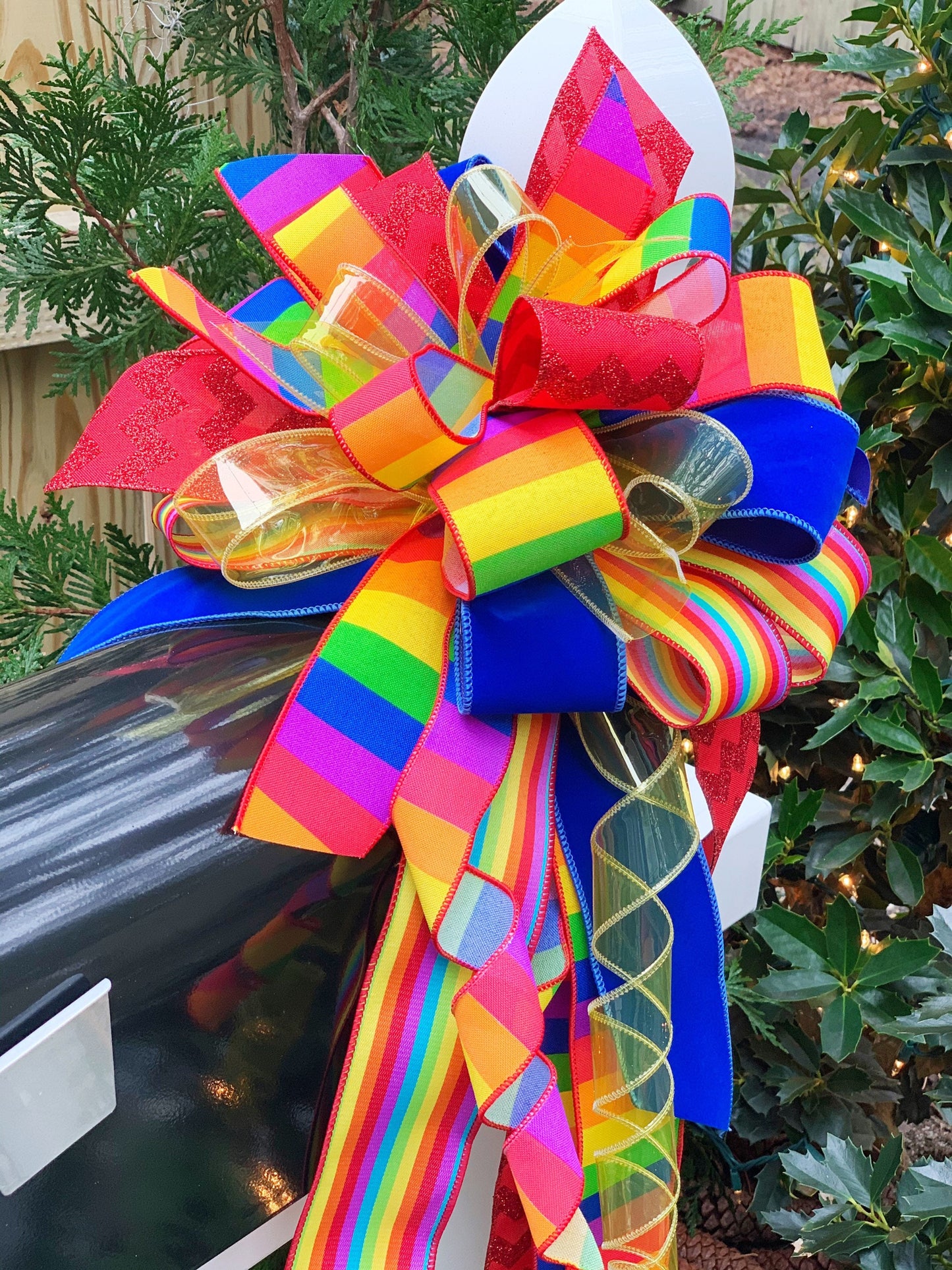 Everyday Collection - Pride,Pride Bow,Pride Ribbon,Rainbow,Rainbow Bow,Mailbox Bow, Wreath Bow,Gay,Gay Bow,Bows,Large Bow, LGBTQ,LGBTQ Bow