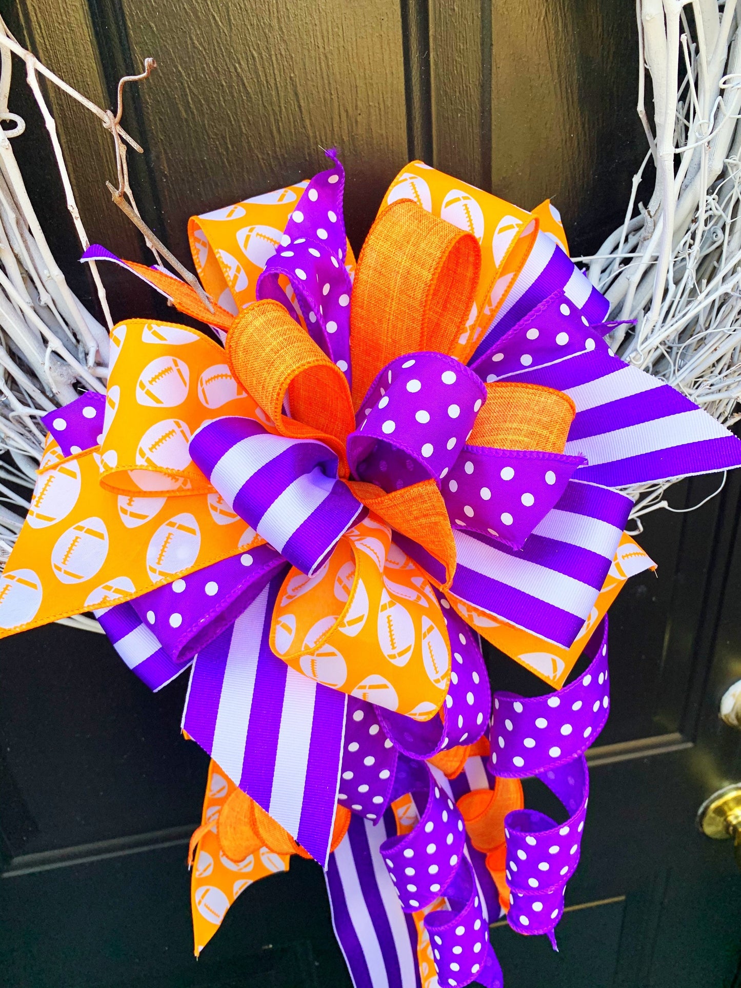 Sports Collection - Clemson, Clemson Bow, Clemson Ribbon, Mailbox Bow, Wreath Bow, Bows, Bow, Large Bow, Team Bow, Sports, Sports Bow