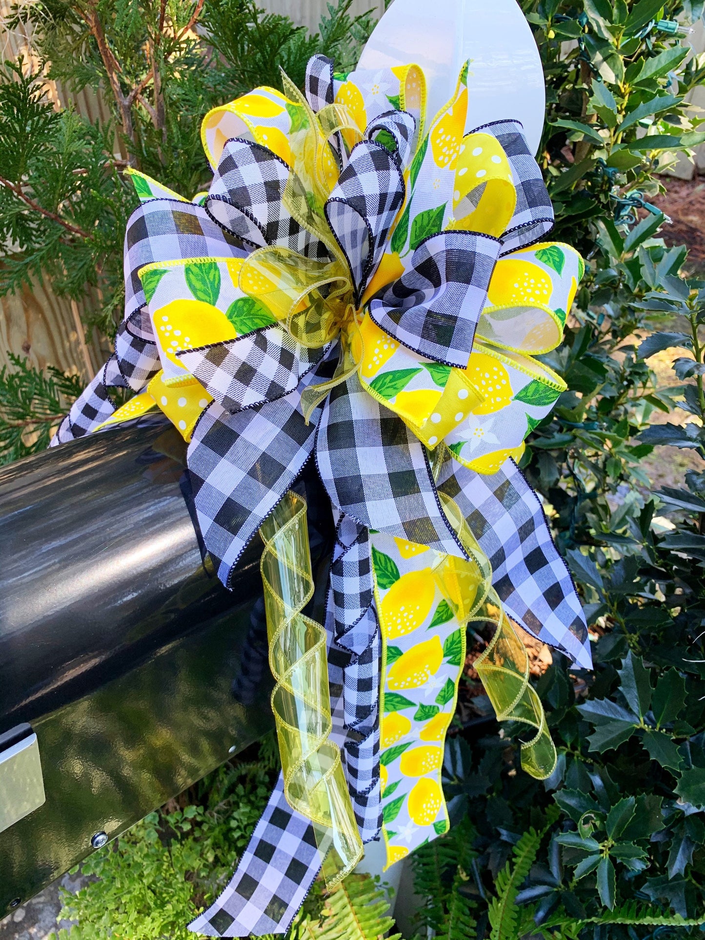 Everyday Collection - Lemon Bow, Lemons, Lemon Ribbon, Summer, Summer Bow, Wreath Bow, Mailbox Bow, Yellow/Black Bow, Bow, Bows