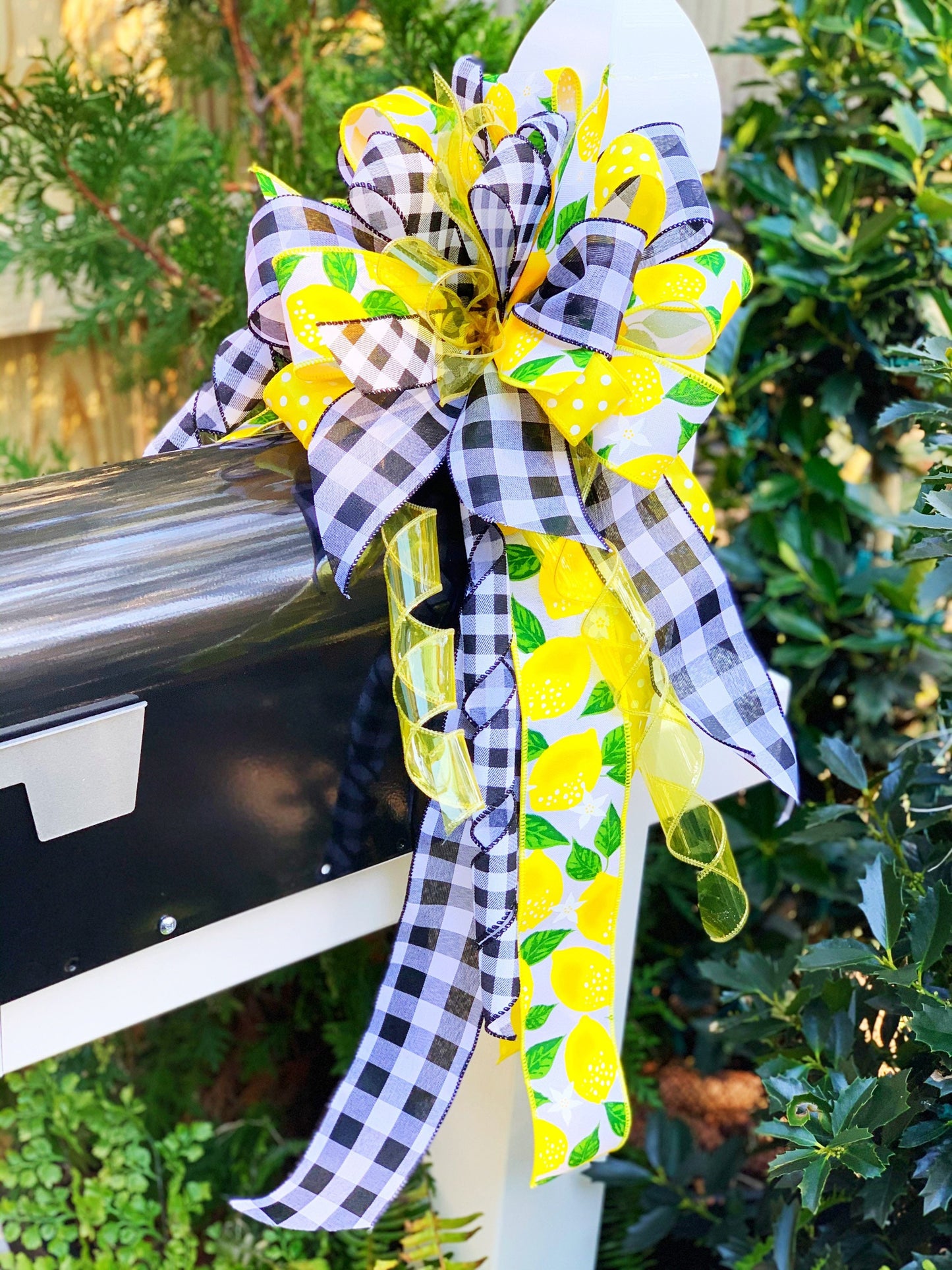 Everyday Collection - Lemon Bow, Lemons, Lemon Ribbon, Summer, Summer Bow, Wreath Bow, Mailbox Bow, Yellow/Black Bow, Bow, Bows