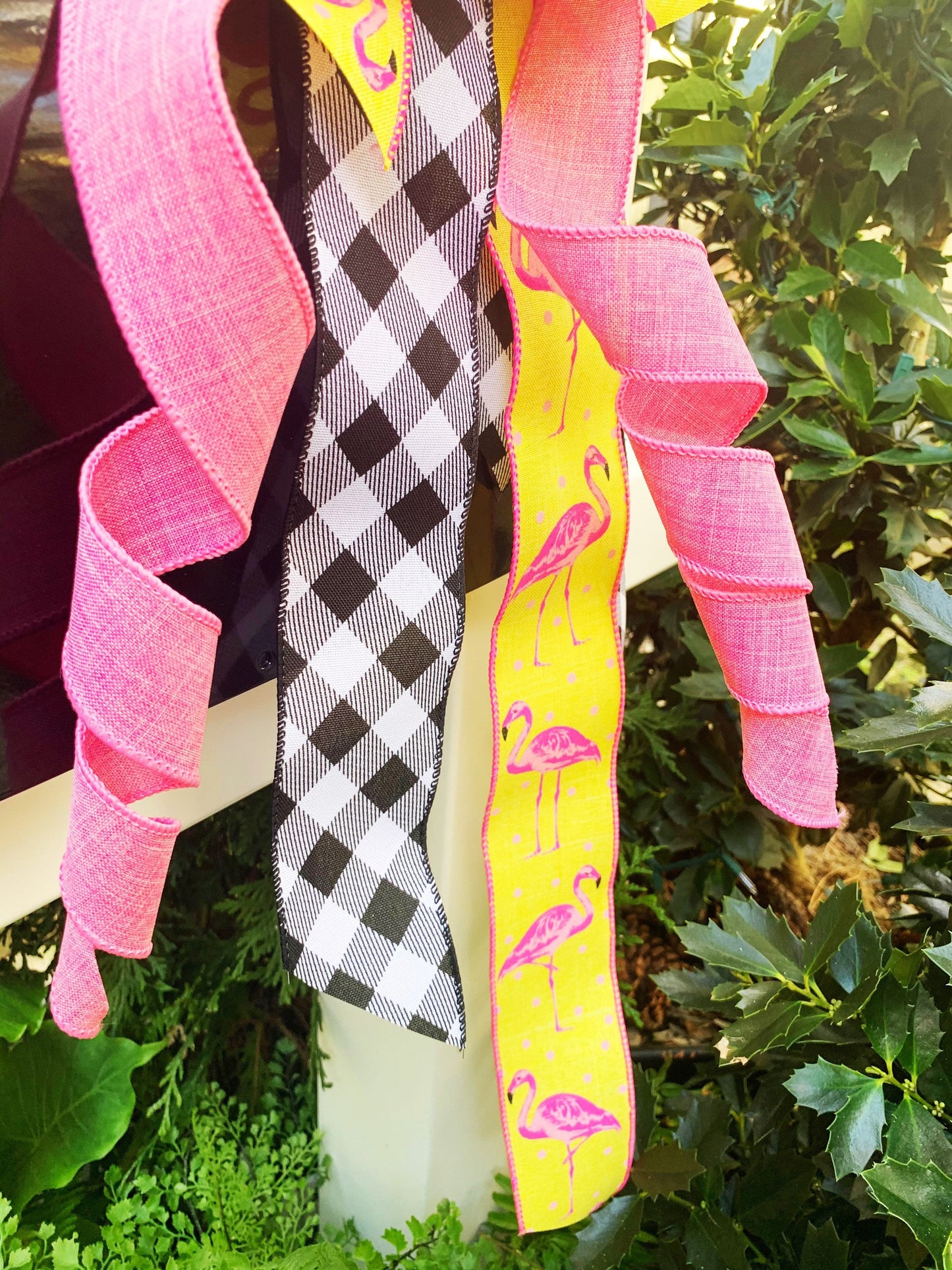 Summer Collection - Pink Flamingo, Pink Flamingo Bow, Pink Bow, Pink Flamingos, Yellow Bow, Wreath Bow, Large Bow, Mailbox Bow, Bows, Bow