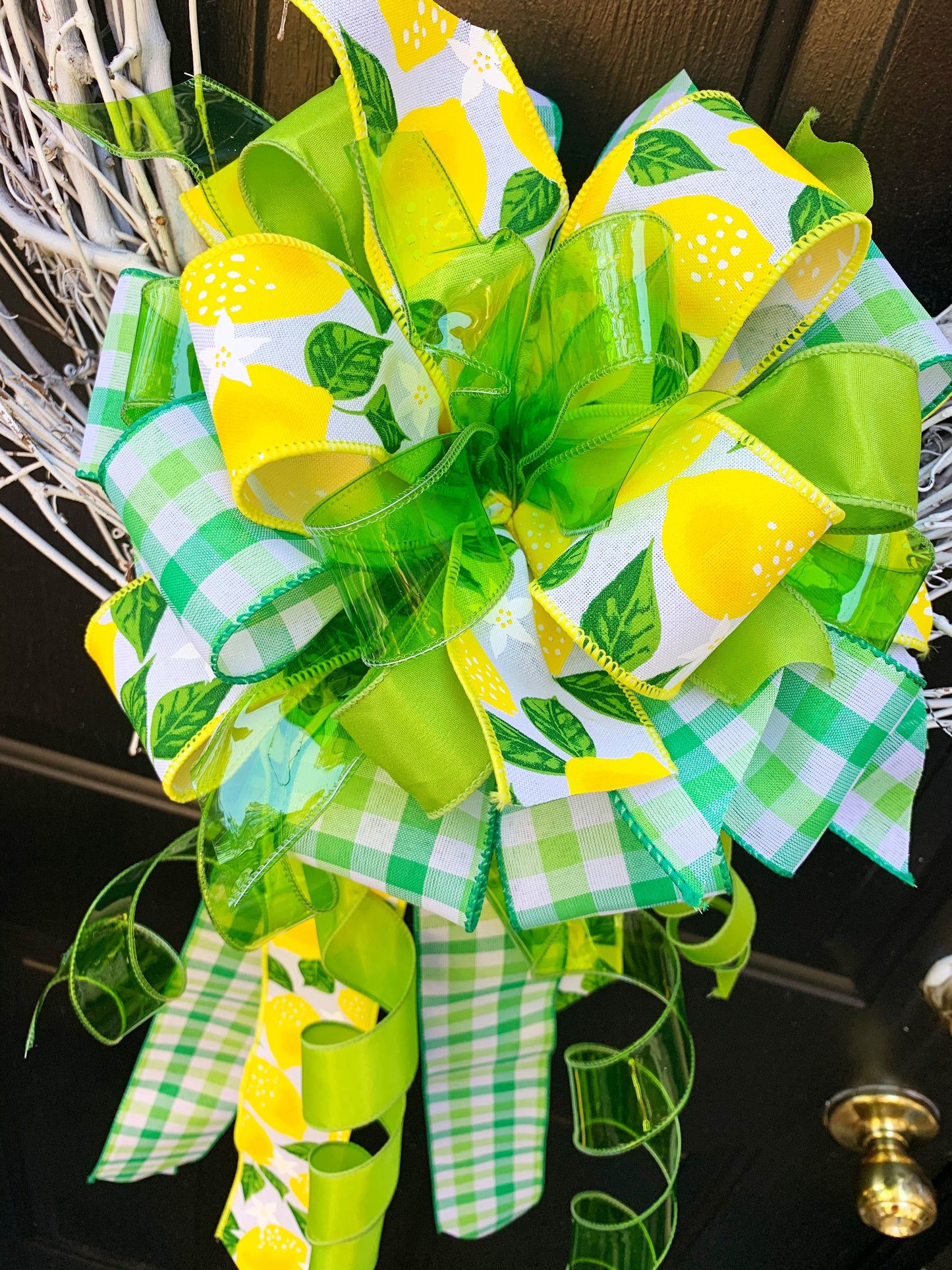 Everyday Collection - Lemons, Lemon Bow, Lemon Ribbon, Yellow Bow, Yellow Lemons, Large Bow, Mailbox Bow, Wreath Bow, Gift Bow, Bow, Bows
