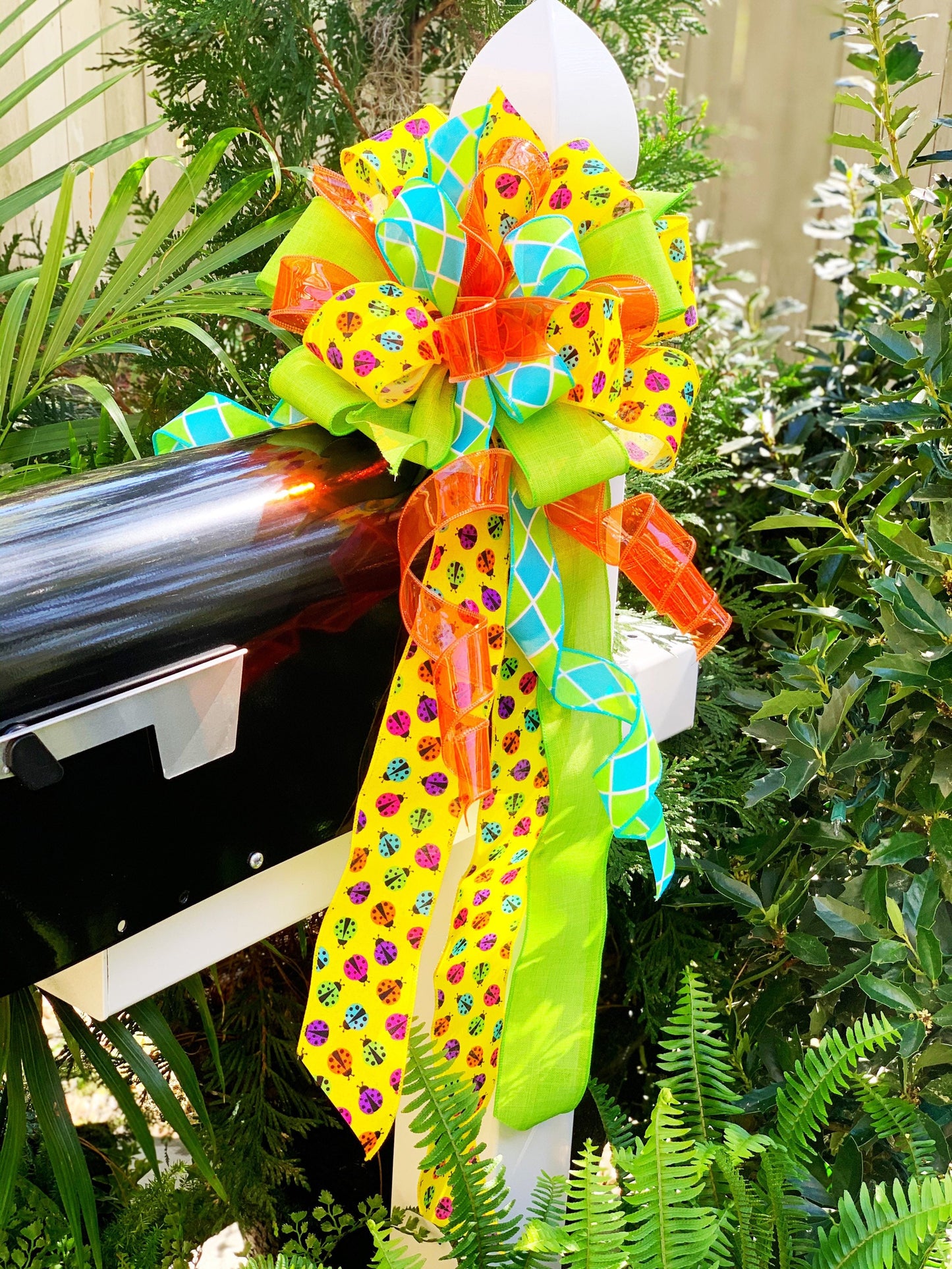 Everyday Collection - Lady Bugs, Lady Bugs Bow, Summer Bow, Summer, Wreath Bow, Large Bow, Mailbox Bow, Bow, Bows, Decor, Gift