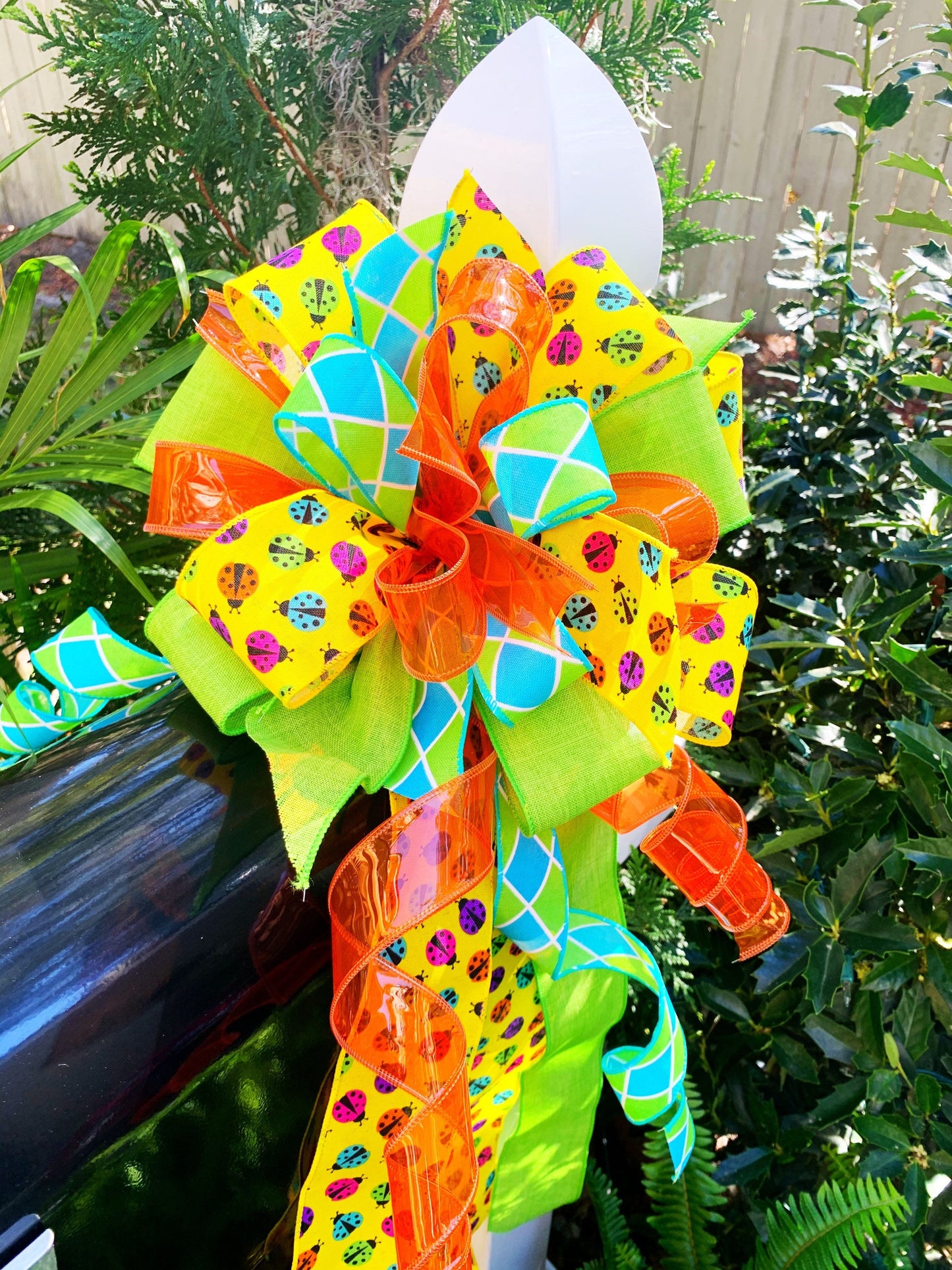 Everyday Collection - Lady Bugs, Lady Bugs Bow, Summer Bow, Summer, Wreath Bow, Large Bow, Mailbox Bow, Bow, Bows, Decor, Gift