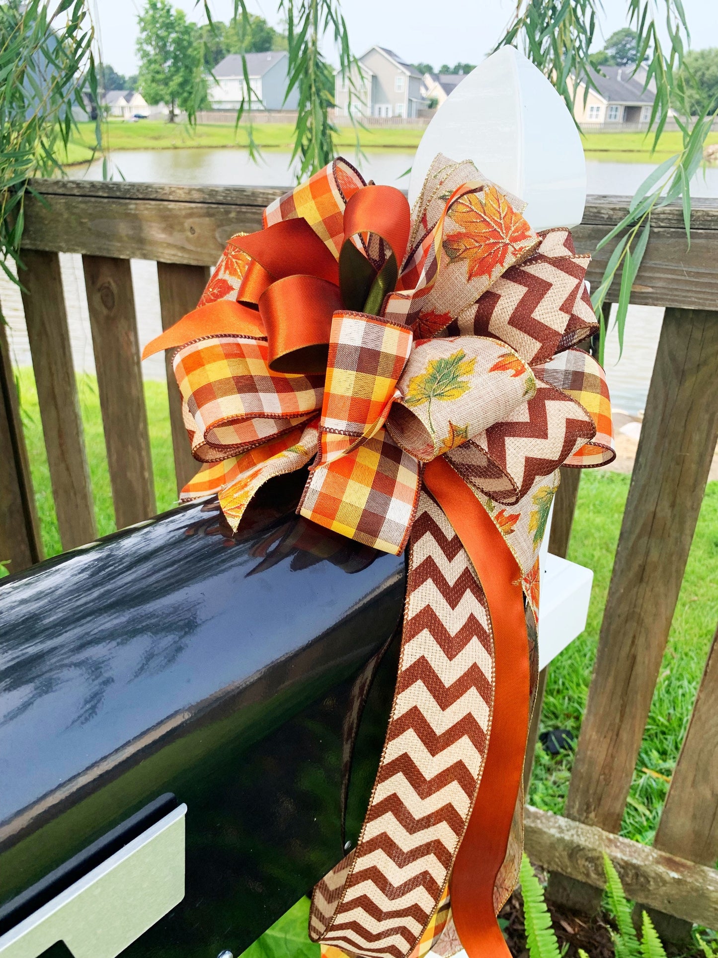 Fall Collection - Fall Bow,Fall Decor,Fall Bows, Autumn,Autumn Decor,Chevron Bow,Gift,Mailbox Bow,Wreath Bow, Leaves, Fall
