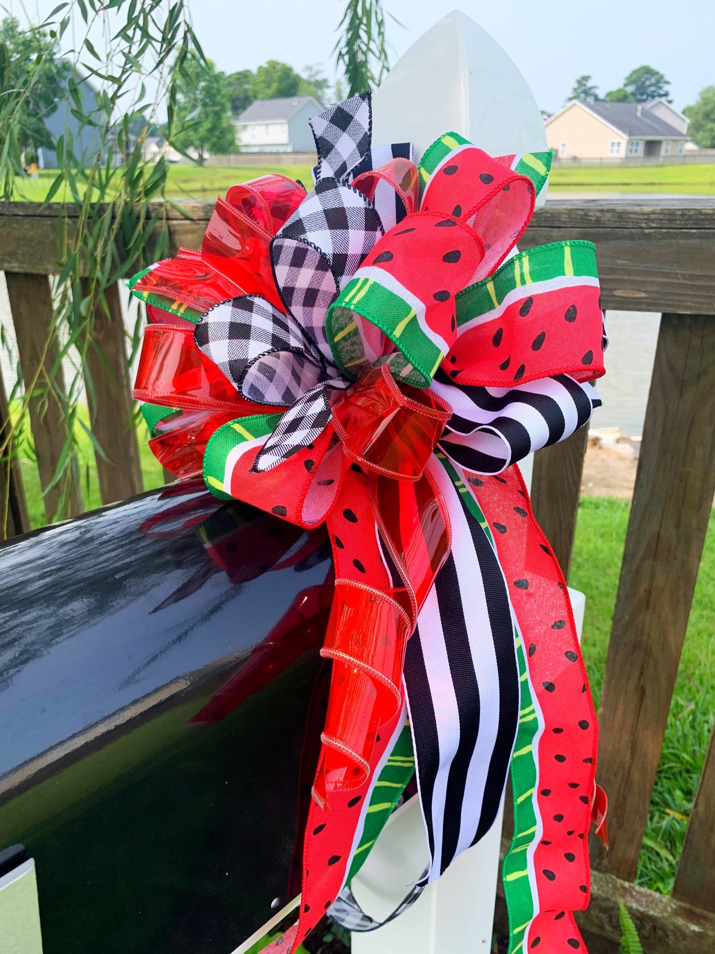 Everyday Collection - Watermelon Bow, Watermelon Ribbon, Summer Bow, Summer Decor, Watermelon, Decor, Mailbox Bow, Wreath Bow, Gift