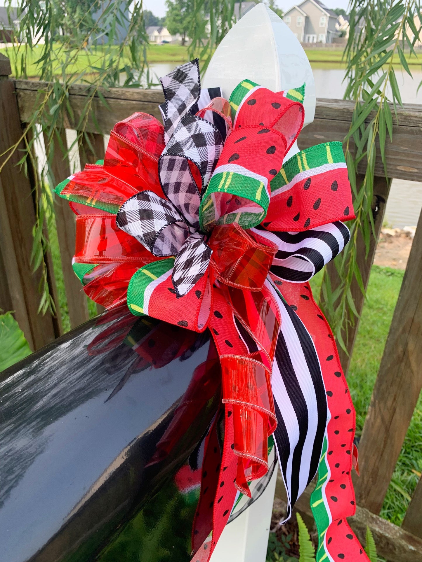 Everyday Collection - Watermelon Bow, Watermelon Ribbon, Summer Bow, Summer Decor, Watermelon, Decor, Mailbox Bow, Wreath Bow, Gift