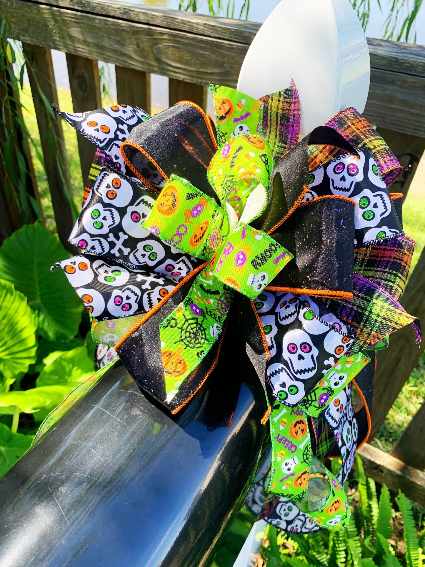 Halloween Collection - Halloween Bow, Halloween Ribbon, Halloween Decor, Skull Ribbon, Skull Bow, Mailbox Bow, Wreath Bow, Gift