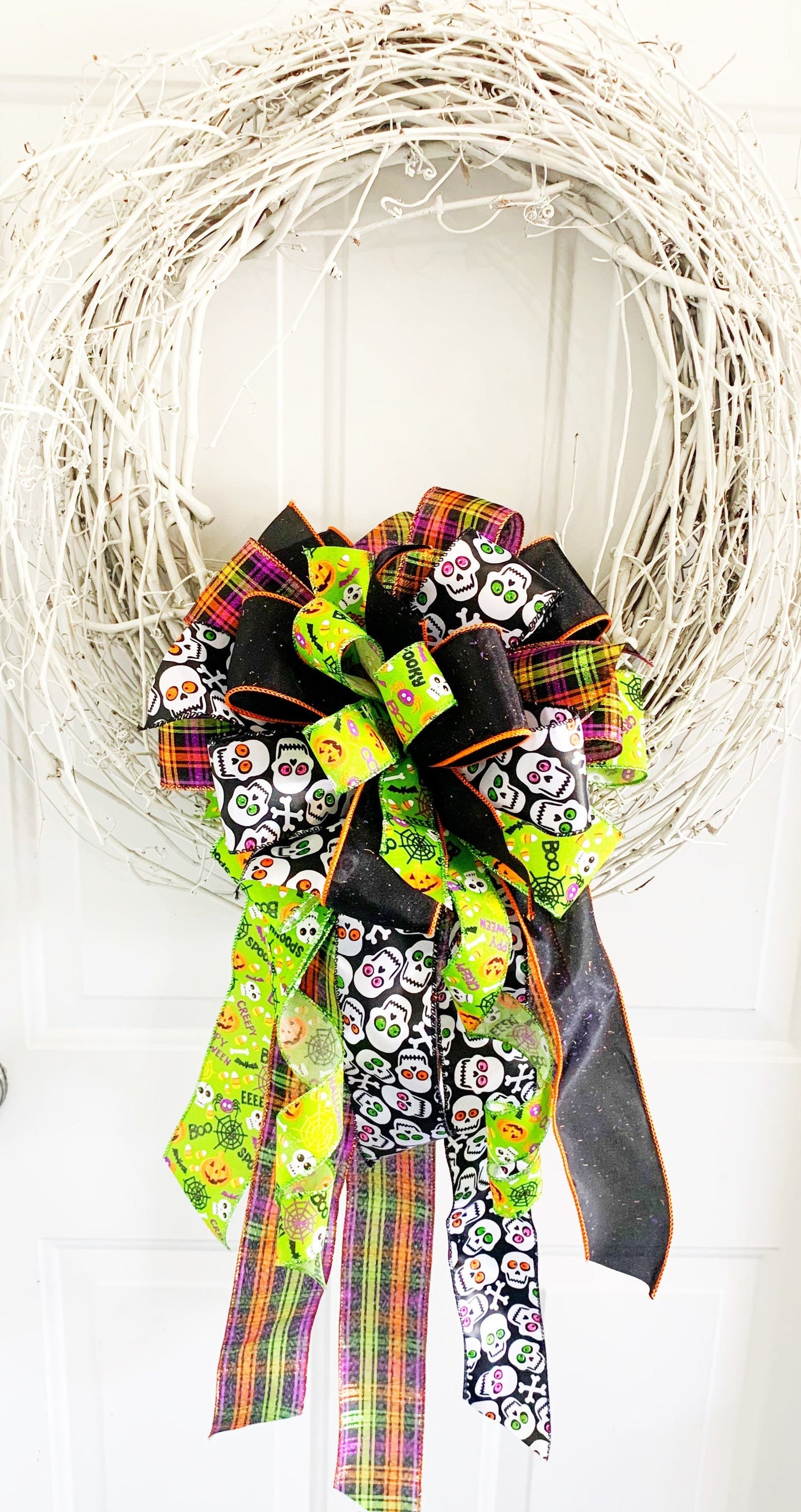 Halloween Collection - Halloween Bow, Halloween Ribbon, Halloween Decor, Skull Ribbon, Skull Bow, Mailbox Bow, Wreath Bow, Gift
