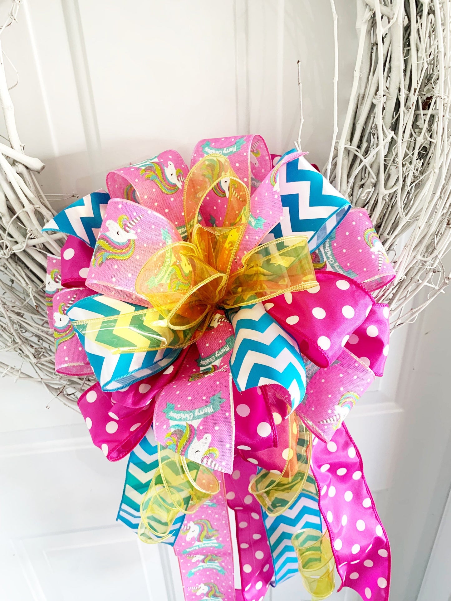 Everyday Collection - Unicorn, Unicorn Ribbon, Unicorn Bow, Unicorn Decor, Mailbox Bow, Wreath Bow, Bow, Gift Basket Bow, Large Bow