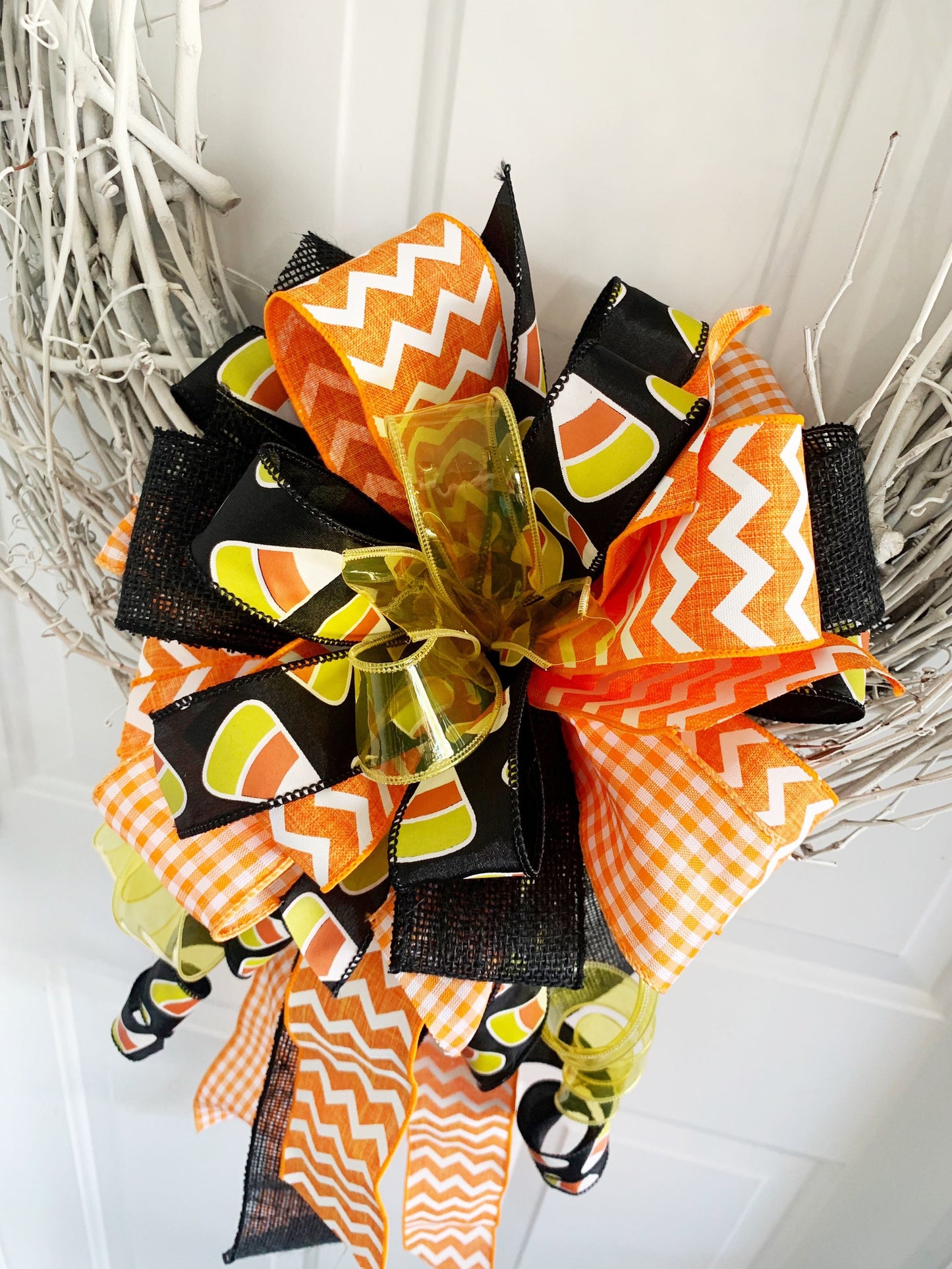 Halloween Collection - Halloween Bow, Halloween Decor, Halloween Ribbon, Halloween, Candy Corn, Candy Corn Ribbon, Mailbox Bow, Wreath Bow