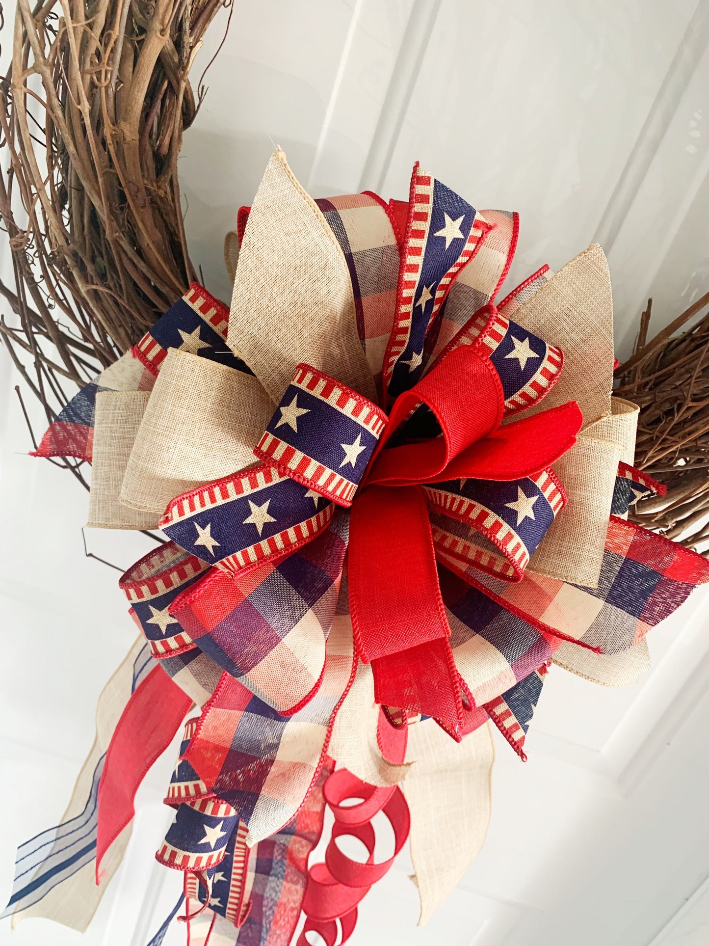 Patriotic Collection - Patriotic, Bow, Patriotic Bow, Wreath Bow, Large Bow, Mailbox Bow, Gift Bow, Bows, Decor, Yard Decor