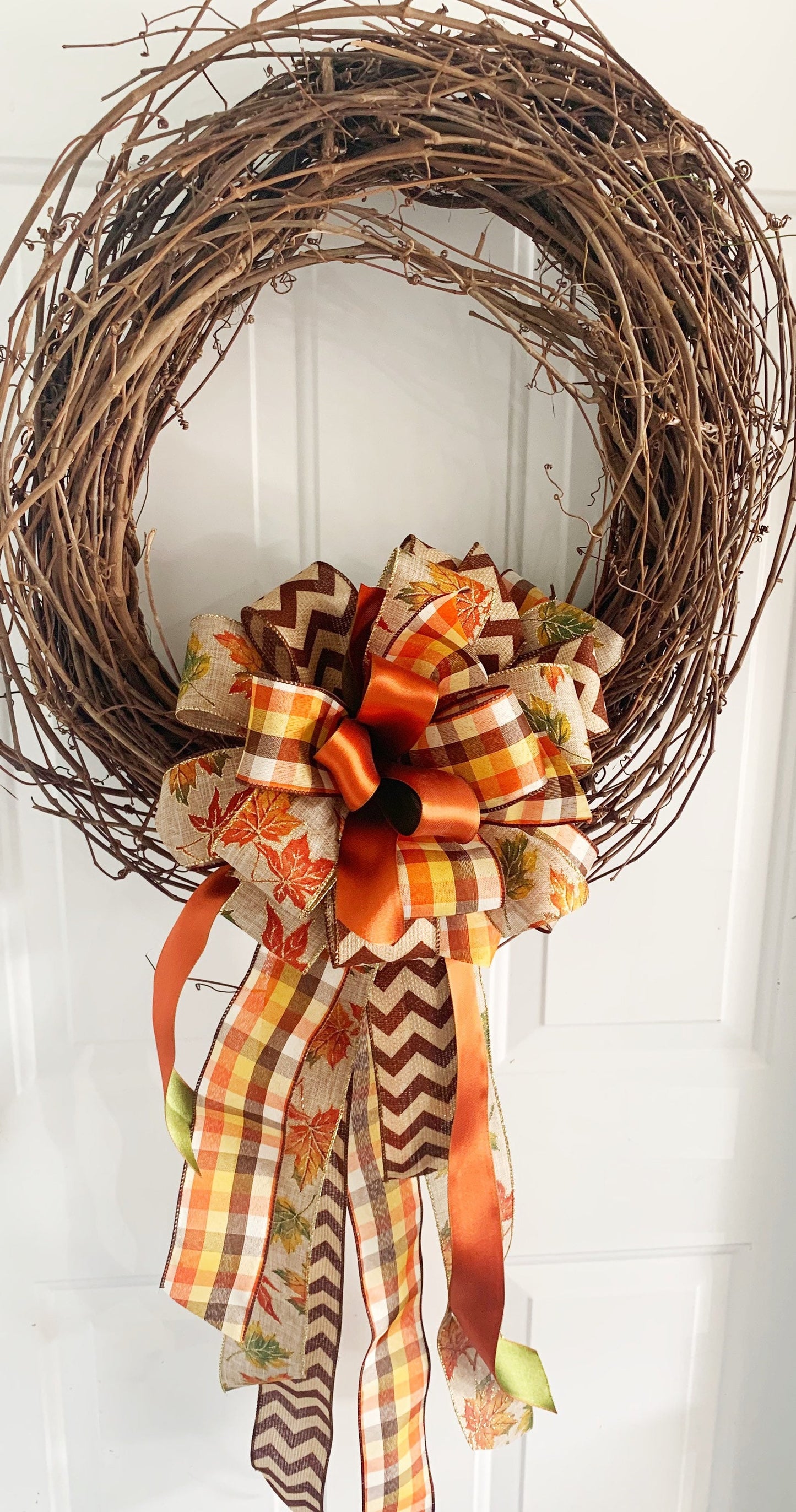 Fall Collection - Fall Bow,Fall Decor,Fall Bows, Autumn,Autumn Decor,Chevron Bow,Gift,Mailbox Bow,Wreath Bow, Leaves, Fall
