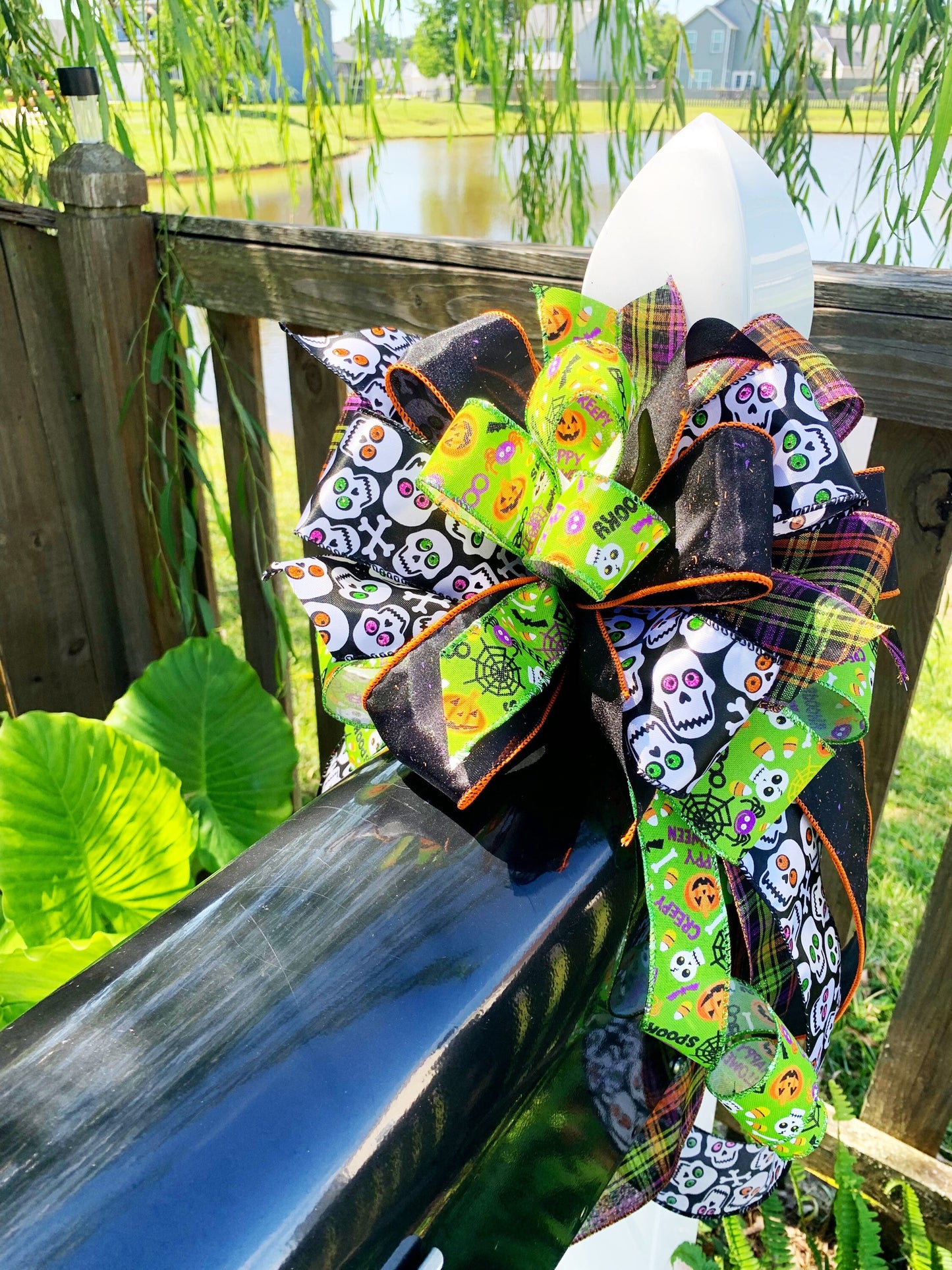 Halloween Collection - Halloween Bow, Halloween Ribbon, Halloween Decor, Skull Ribbon, Skull Bow, Mailbox Bow, Wreath Bow, Gift