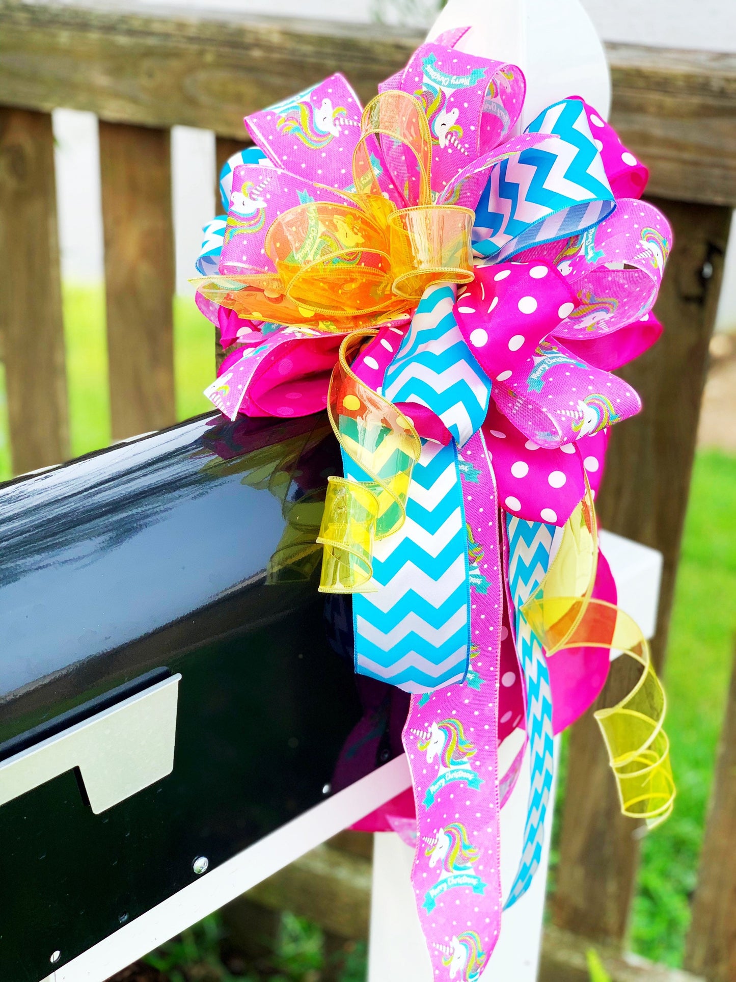 Everyday Collection - Unicorn, Unicorn Ribbon, Unicorn Bow, Unicorn Decor, Mailbox Bow, Wreath Bow, Bow, Gift Basket Bow, Large Bow