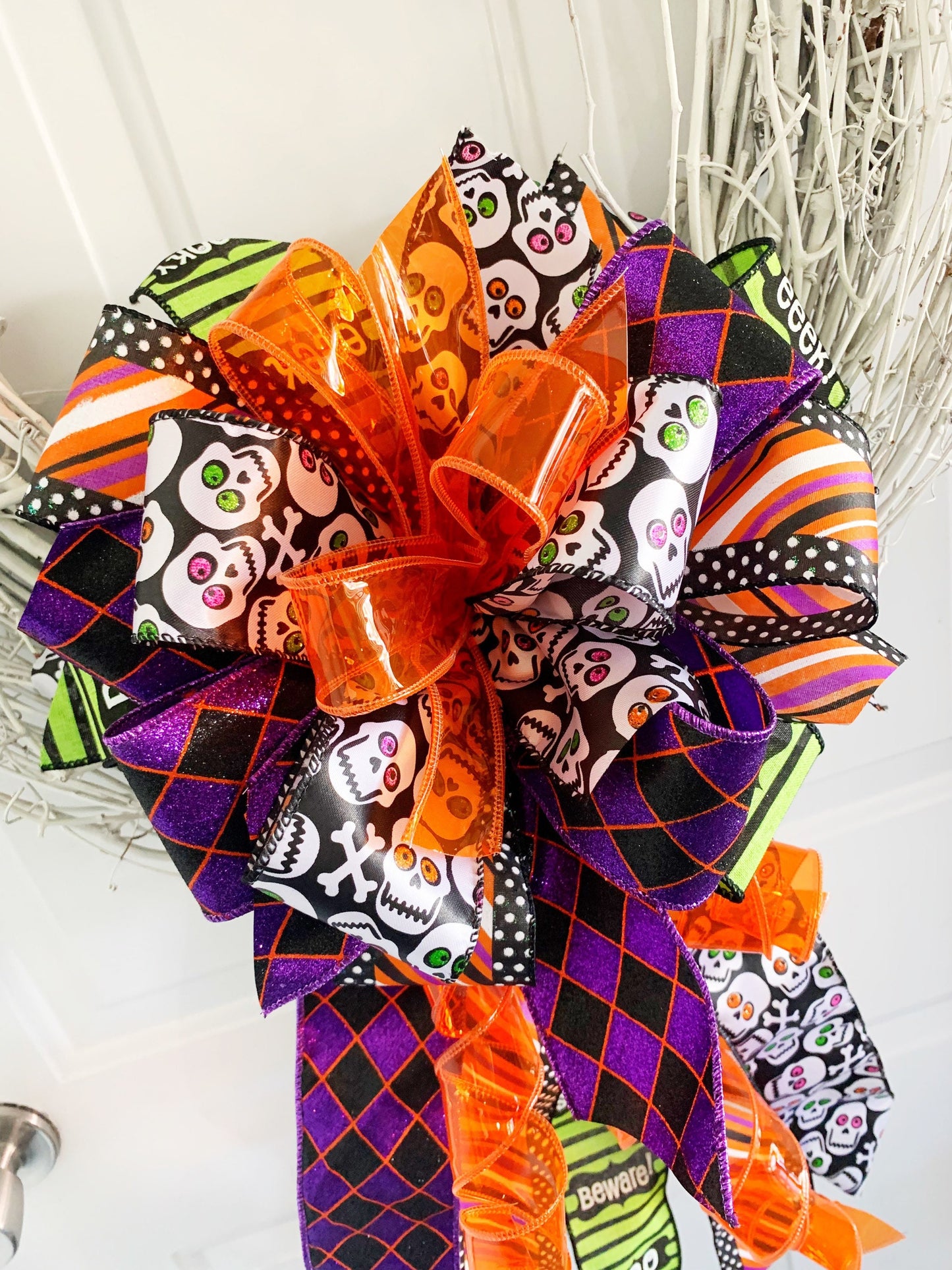 Halloween Collection - Halloween Bow, Halloween Decor, Halloween, Bow, Halloween Ribbon, Decor, Ribbon, Skull Ribbon, Skull Bow, Wreath Bow