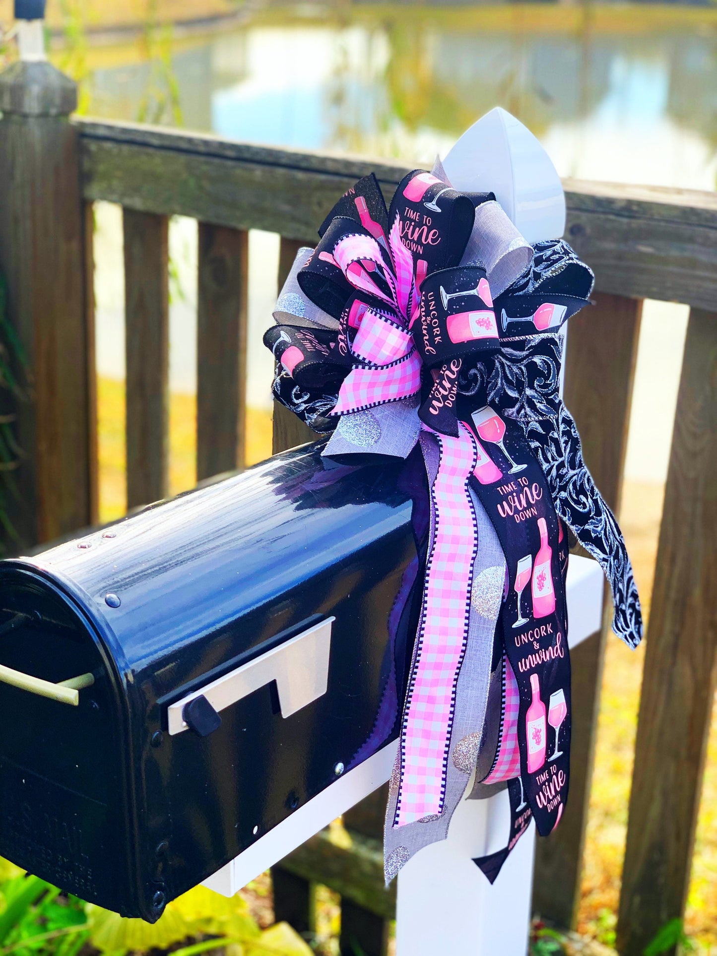 Everyday Collection - Wine, Wine Bow, Wine Decor, Vino, Vino Bow, Vino Gift, Gift, Mailbox Bow, Wreath Bow, Winery, Wine Gift