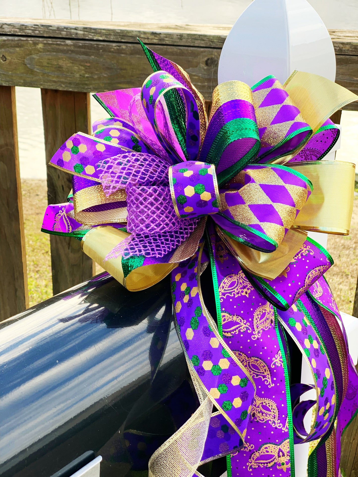 Everyday Collection - Mardi Gras Bow, Mardi Gras Ribbon, Mardi Gras Decor, Jesters, Jester Ribbon, Jester Bow, Wreath Bow, Mailbox Bow, Gift