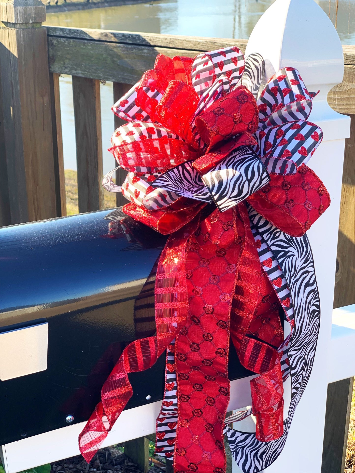 Valentines Collection - Valentines Bow,Valentines,Valentines Decor,Valentines Ribbon,Gift,Gift Bow,Bows,Mailbox Bow, Wreath Bow, Zebra