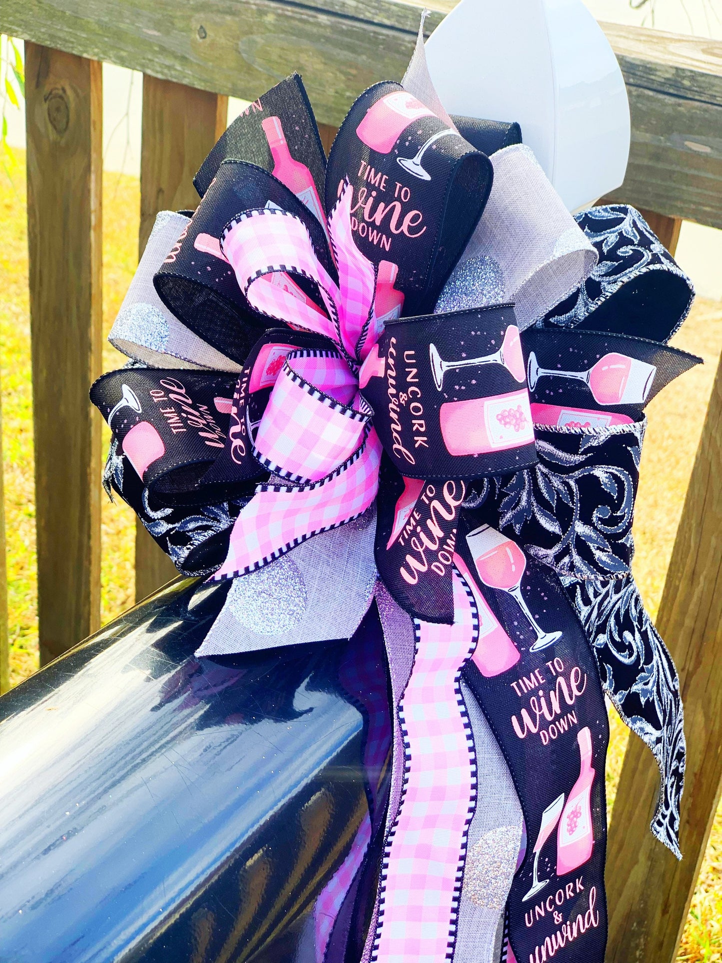 Everyday Collection - Wine, Wine Bow, Wine Decor, Vino, Vino Bow, Vino Gift, Gift, Mailbox Bow, Wreath Bow, Winery, Wine Gift