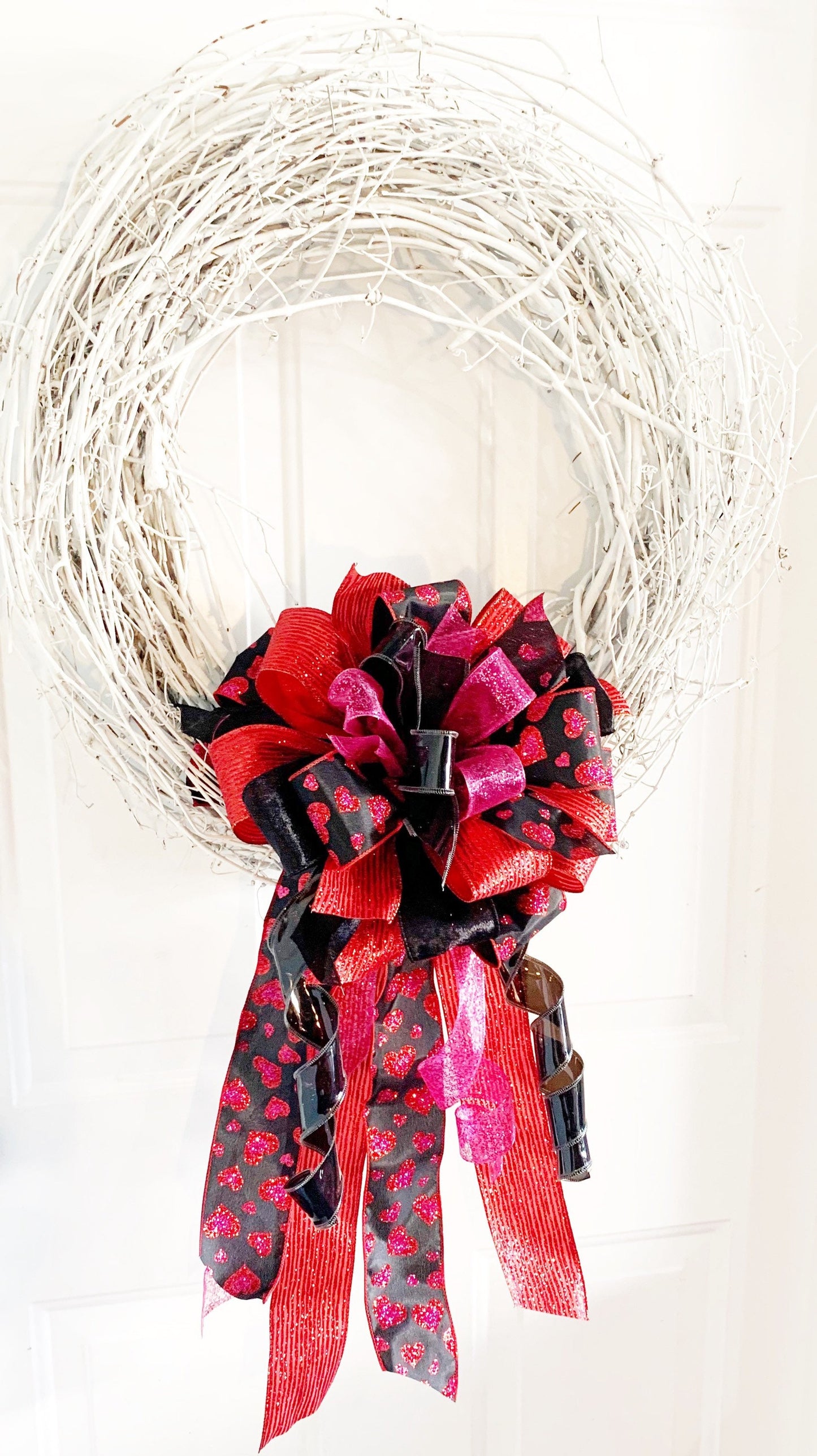 Valentines Collection - Hearts, Hearts Ribbon, Hearts Bow, Valentines, Valentine Decor, Valentine Bow, Wreath Bow, Mailbox Bow, Love, Gift